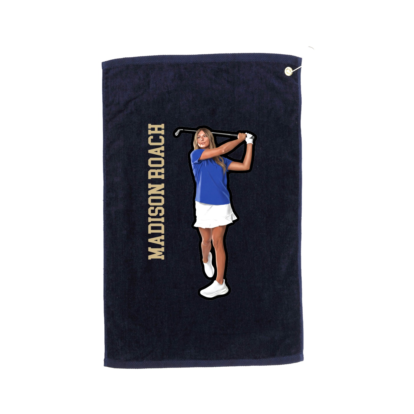 Golf Towel — Name Vertical in Navy