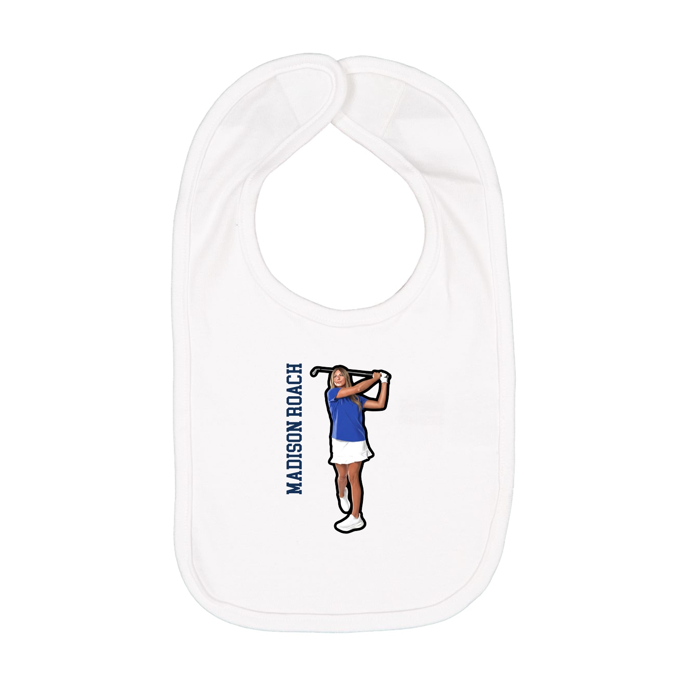 Infant Bib — Name Vertical in White