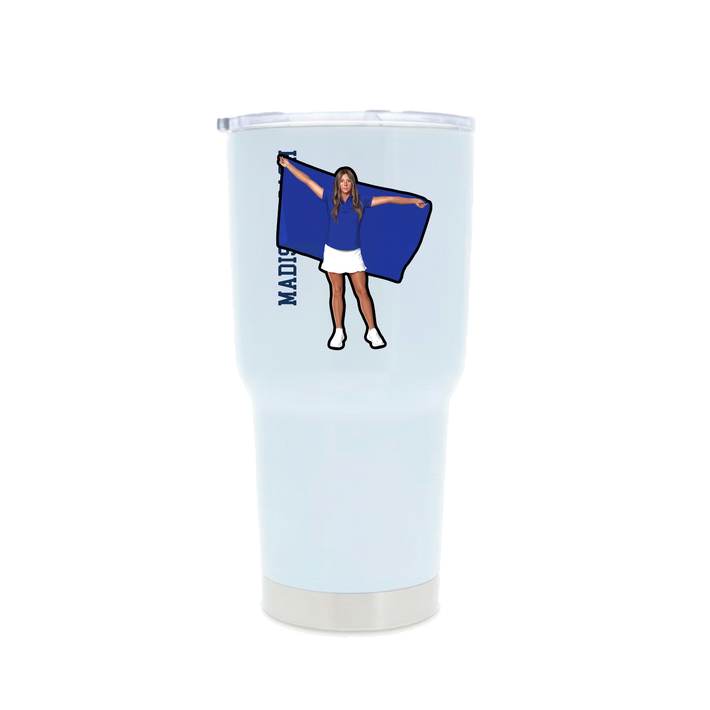 30oz Stainless Steel Tumbler — Name Vertical in White