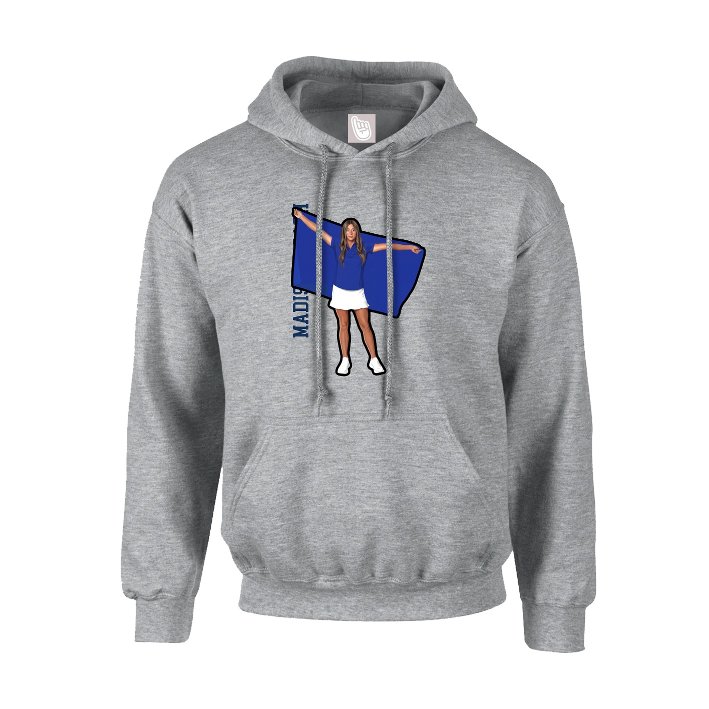 Youth Hoodie — Name Vertical in Grey