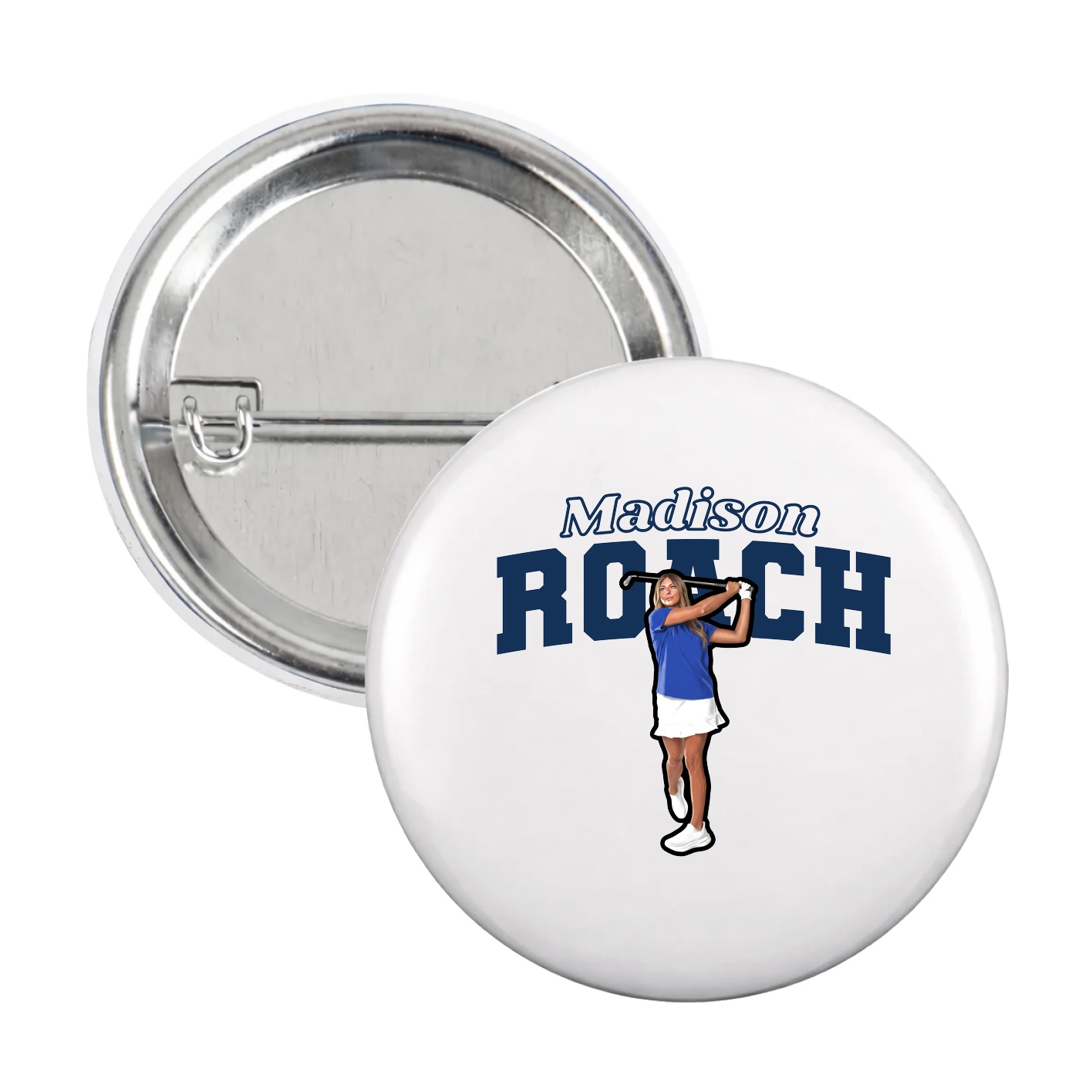 Game Day Button — Name Arch in White