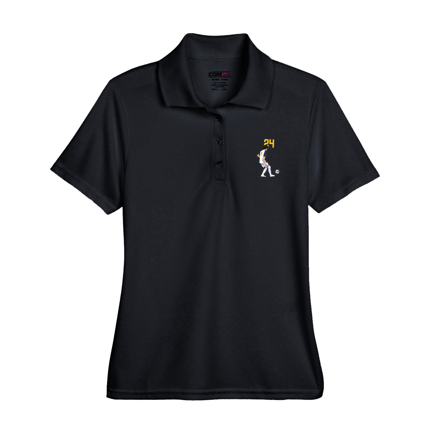 Womens Performance Polo — Number Top in Black