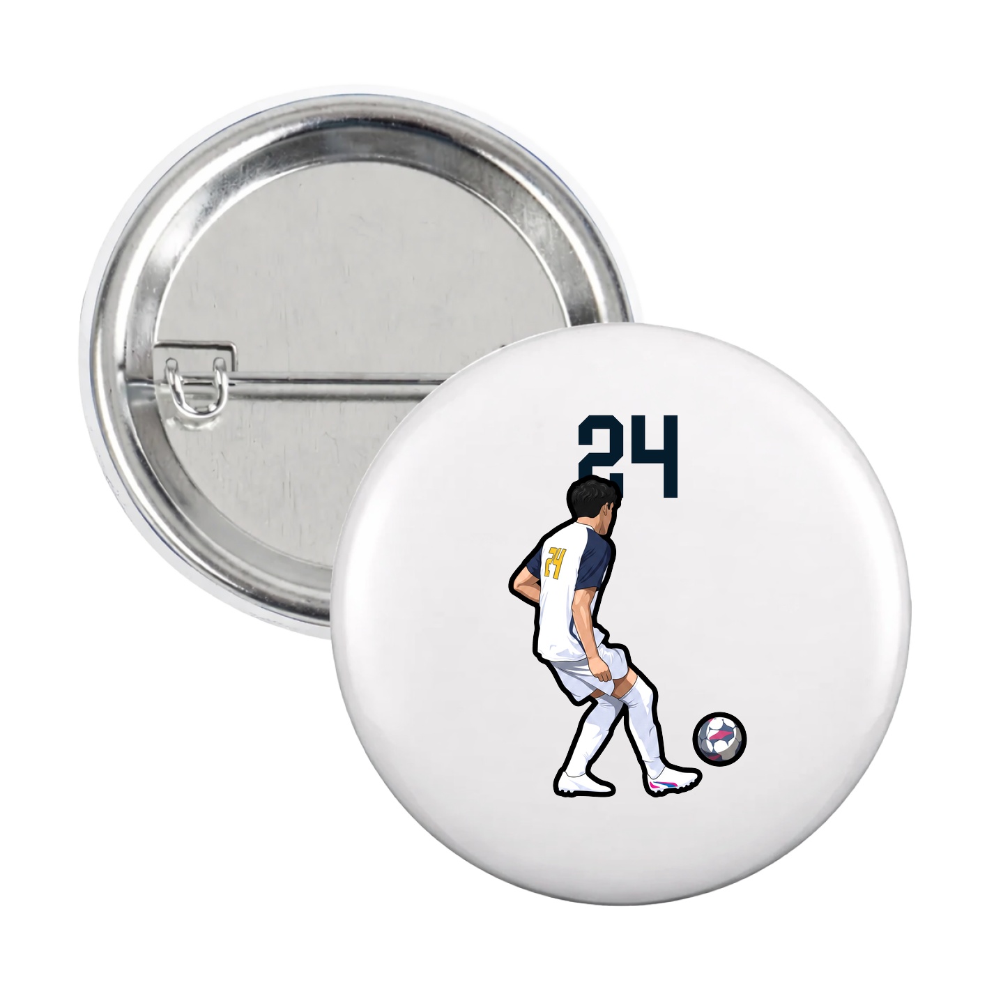 Game Day Button — Number Top in White