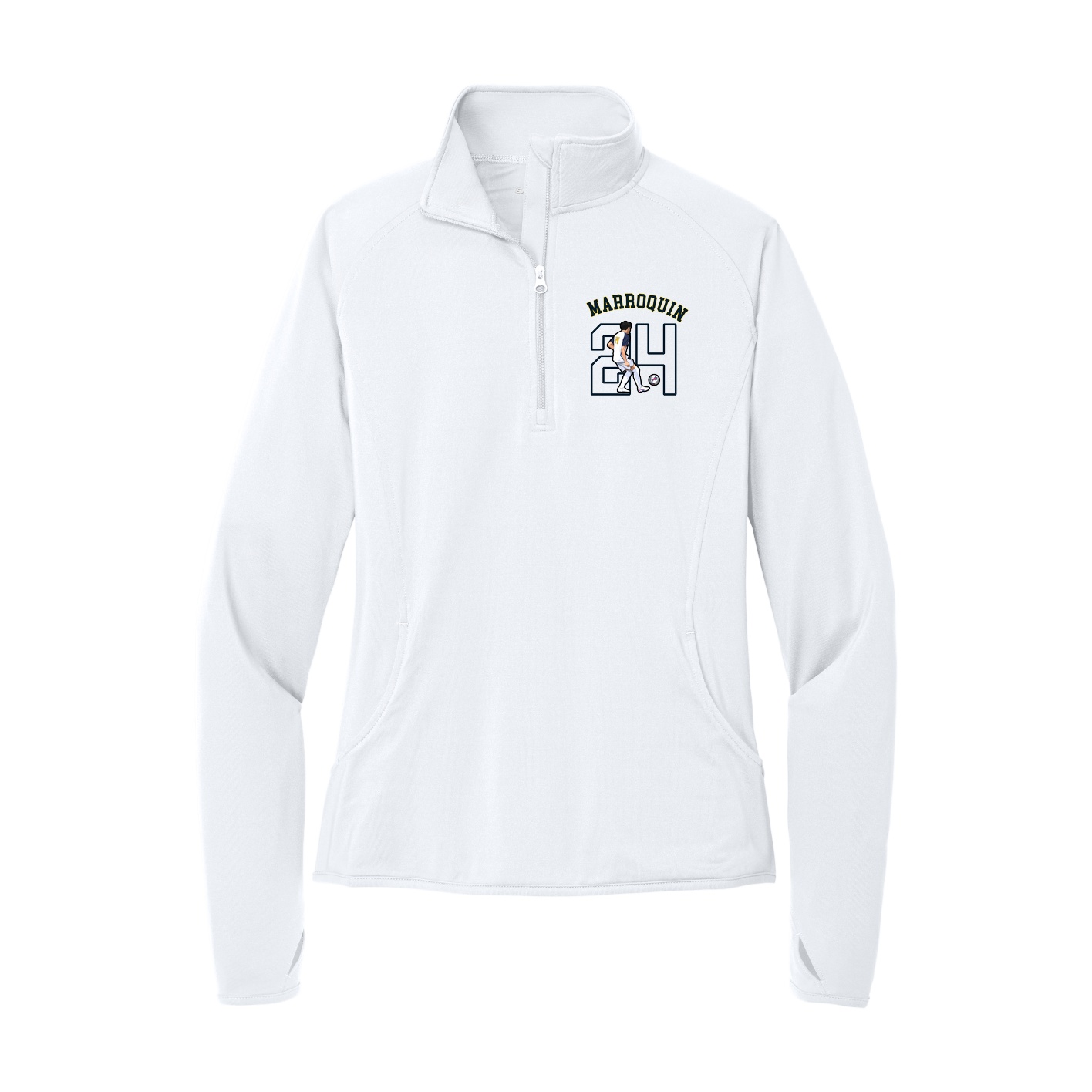 Women's Q-Zip Pullover — Shirsey Arch in White