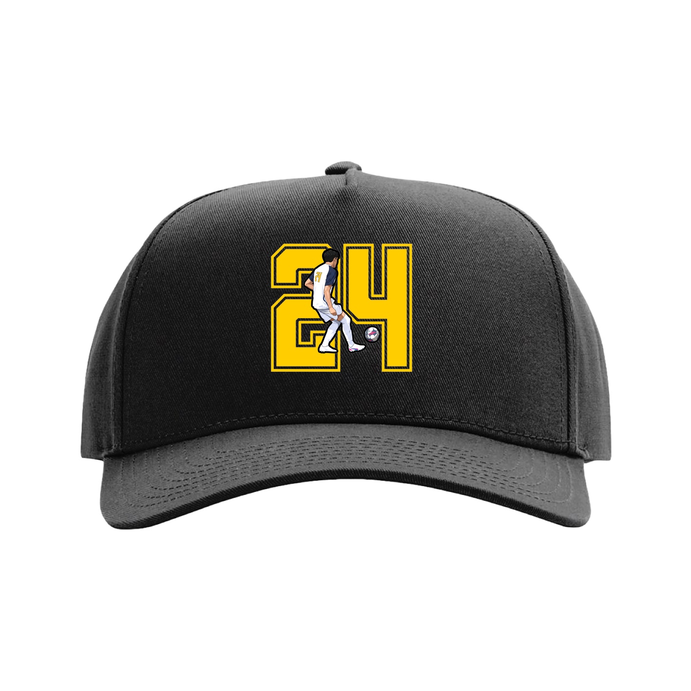 Full Fabric Five-Panel Champ Cap — Number in Black