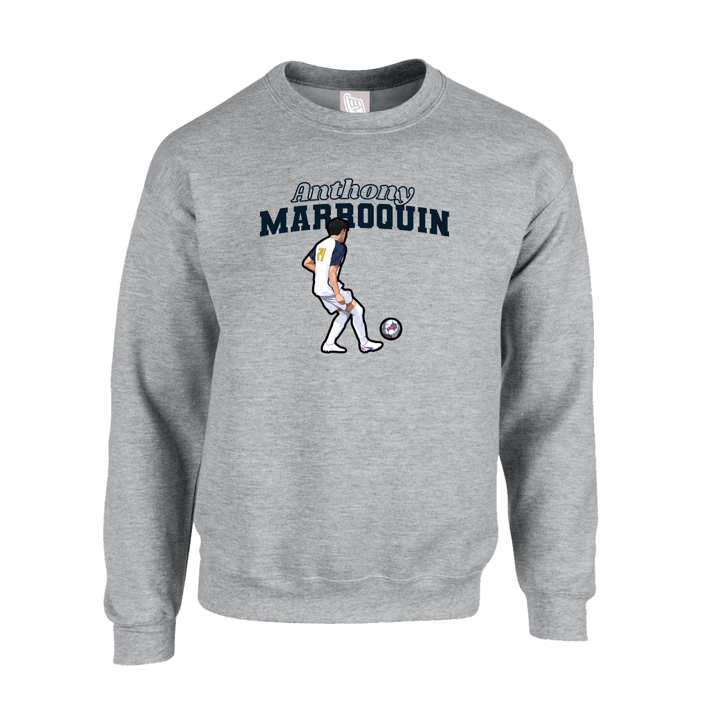 Fleece Crew — Name Arch in Grey
