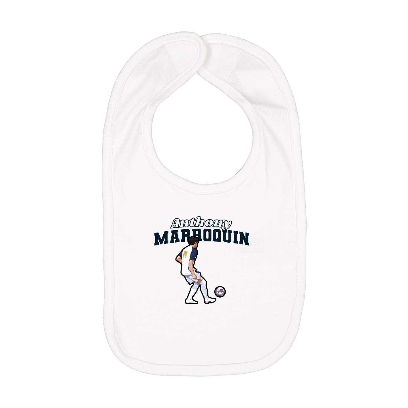 Infant Bib — Name Arch in White