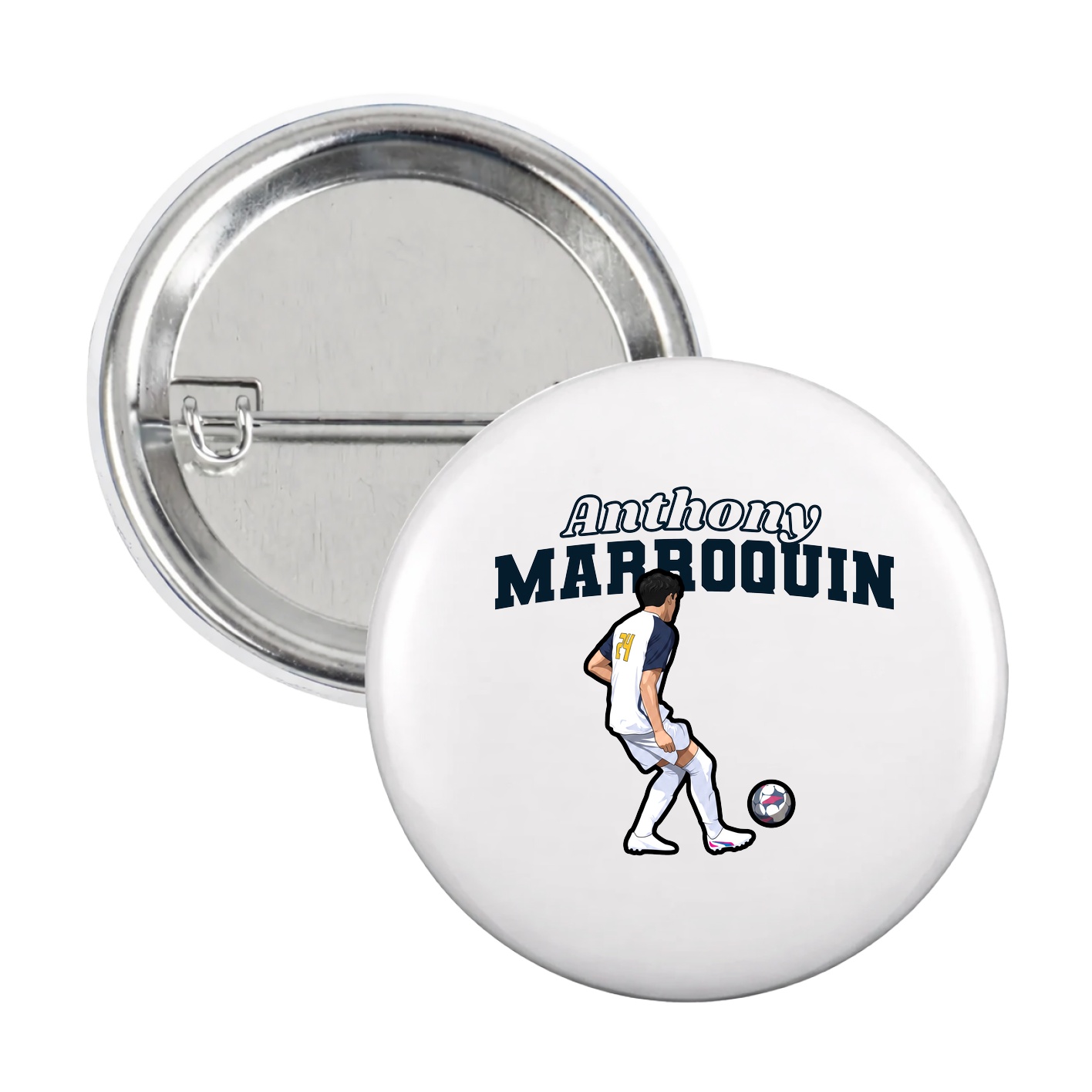 Game Day Button — Name Arch in White