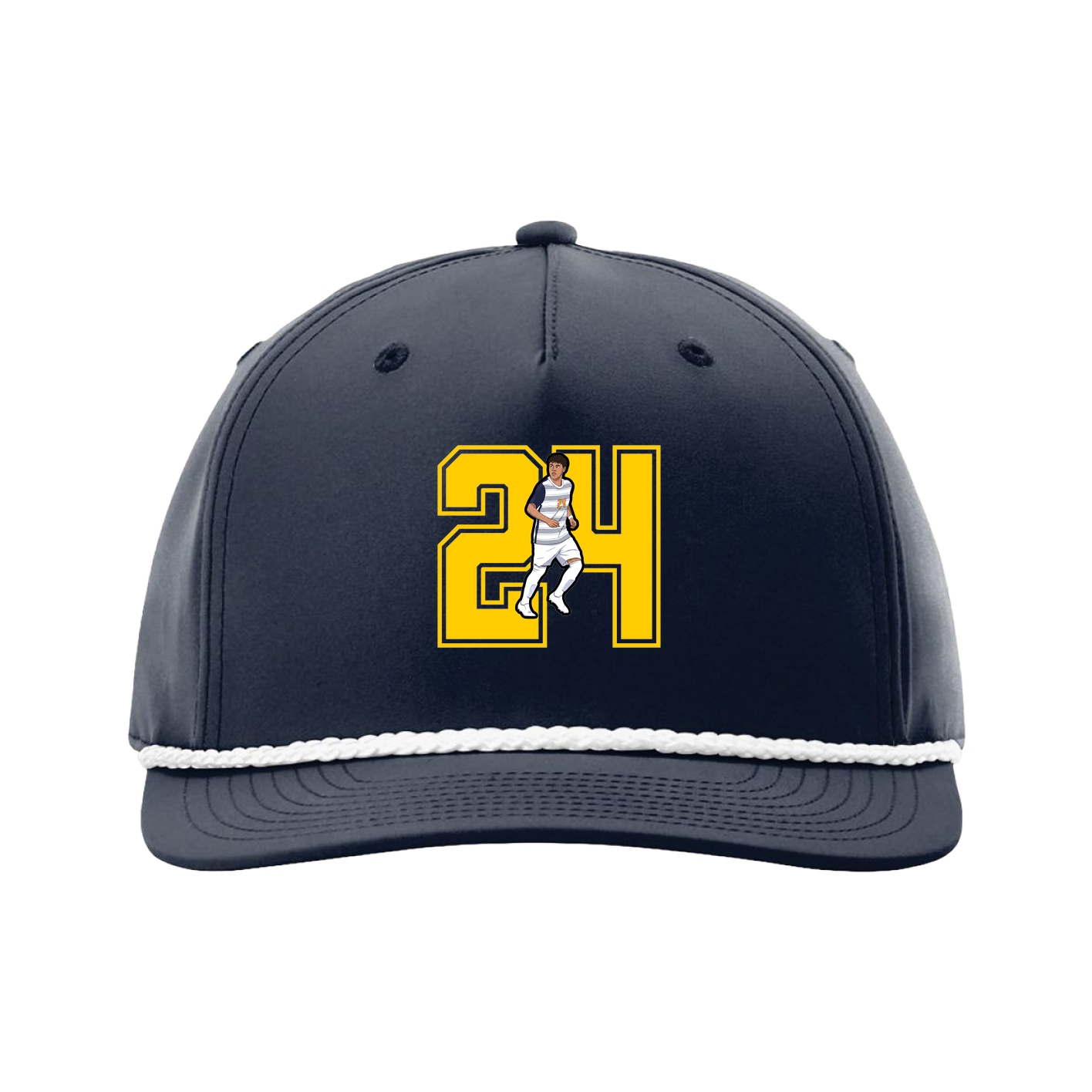 Five-Panel Classic Rope Cap — Number in Navy