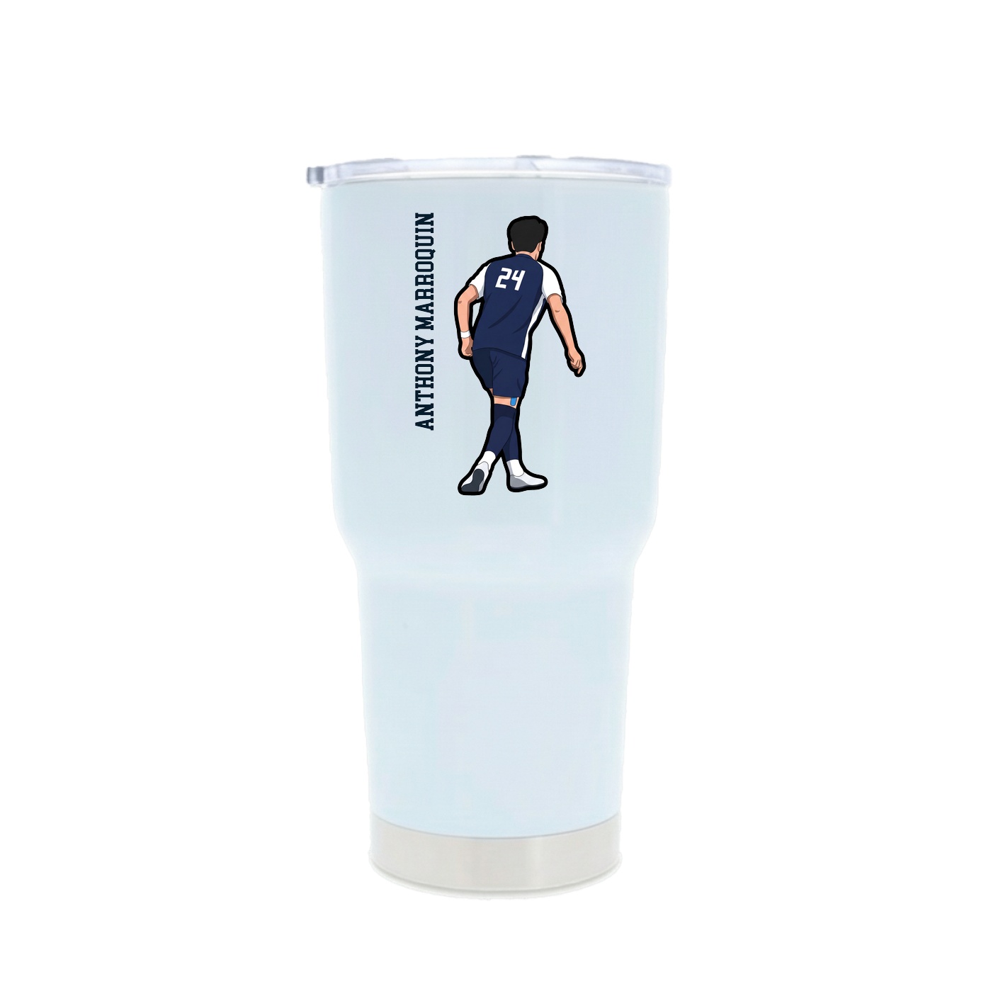 30oz Stainless Steel Tumbler — Name Vertical in White
