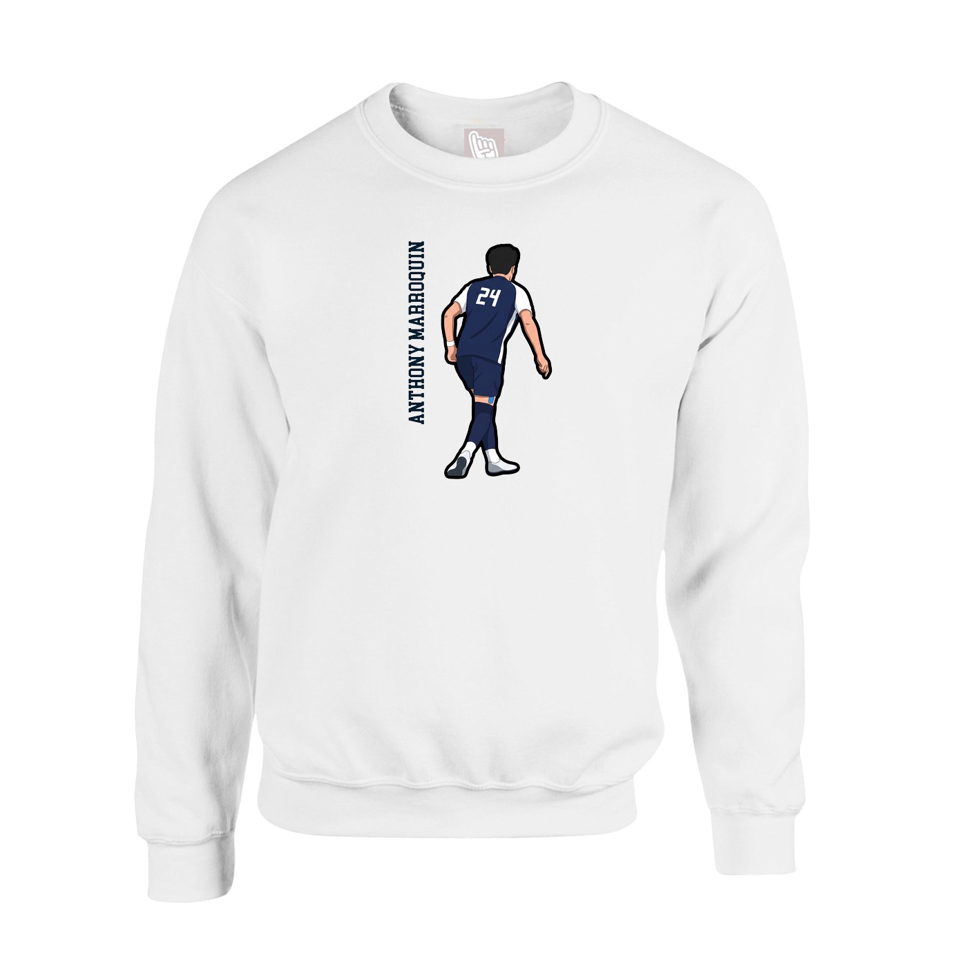 Fleece Crew — Name Vertical in White