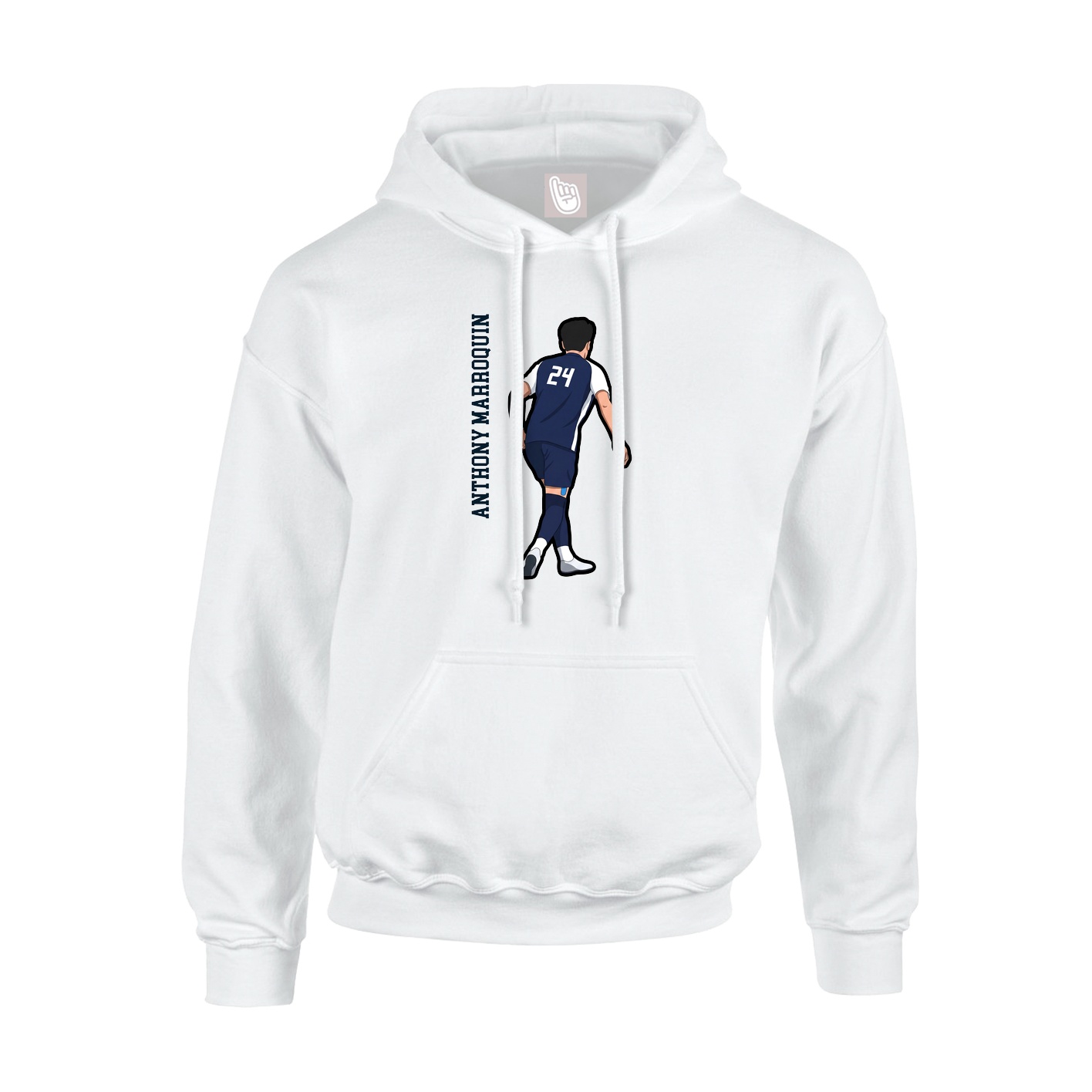 Youth Hoodie — Name Vertical in White