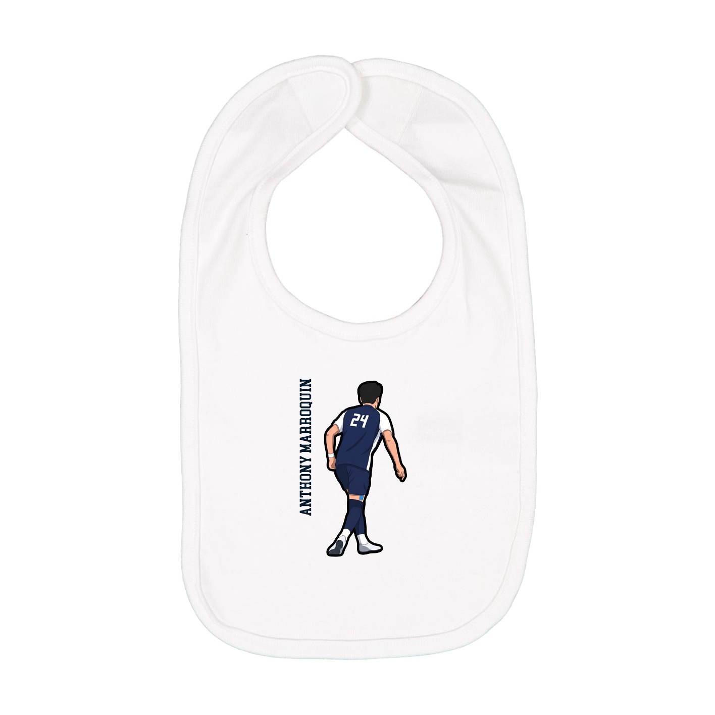 Infant Bib — Name Vertical in White