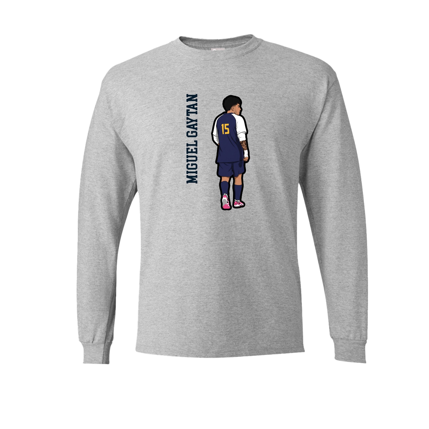 Long Sleeve Tee — Name Vertical in Grey