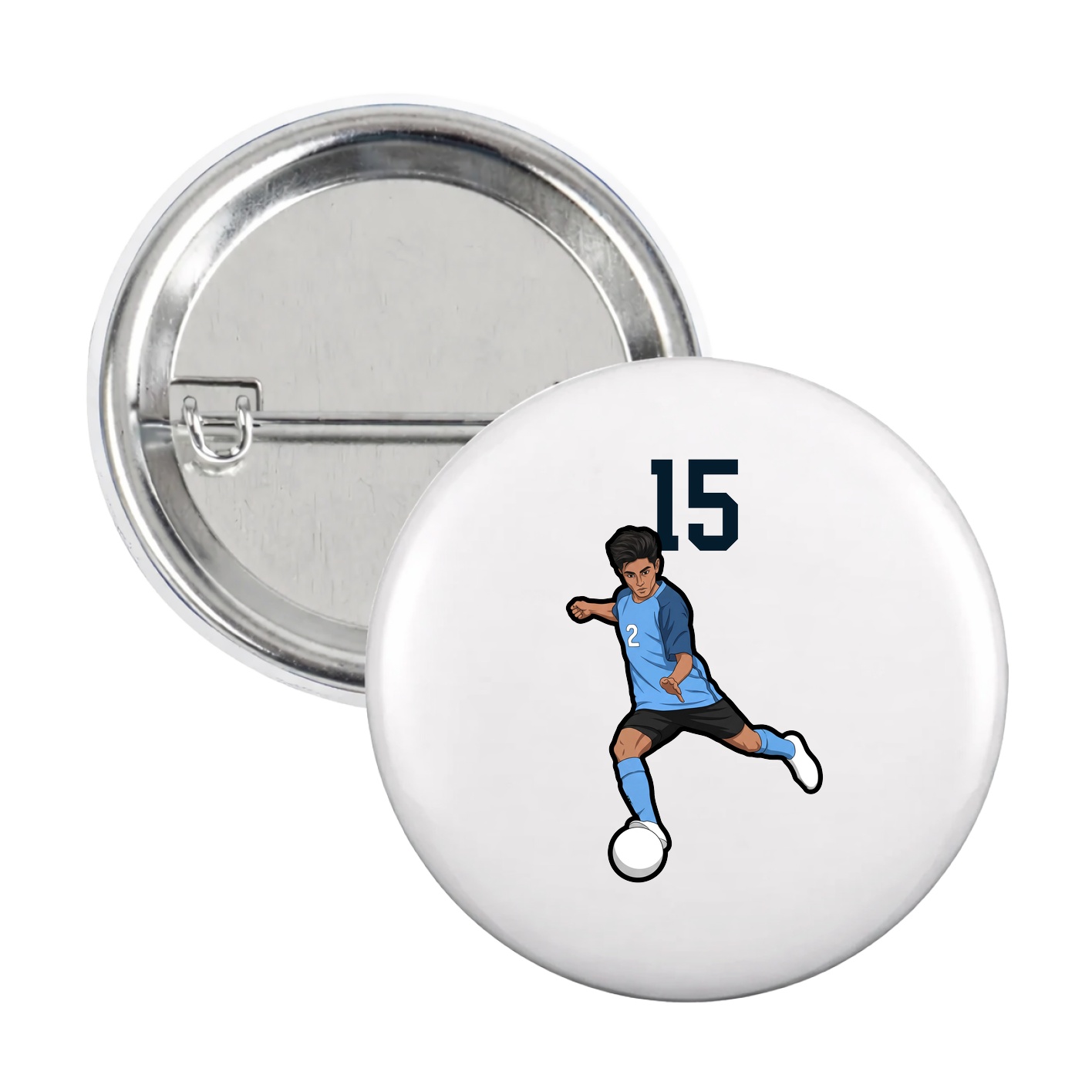 Game Day Button — Number Top in White