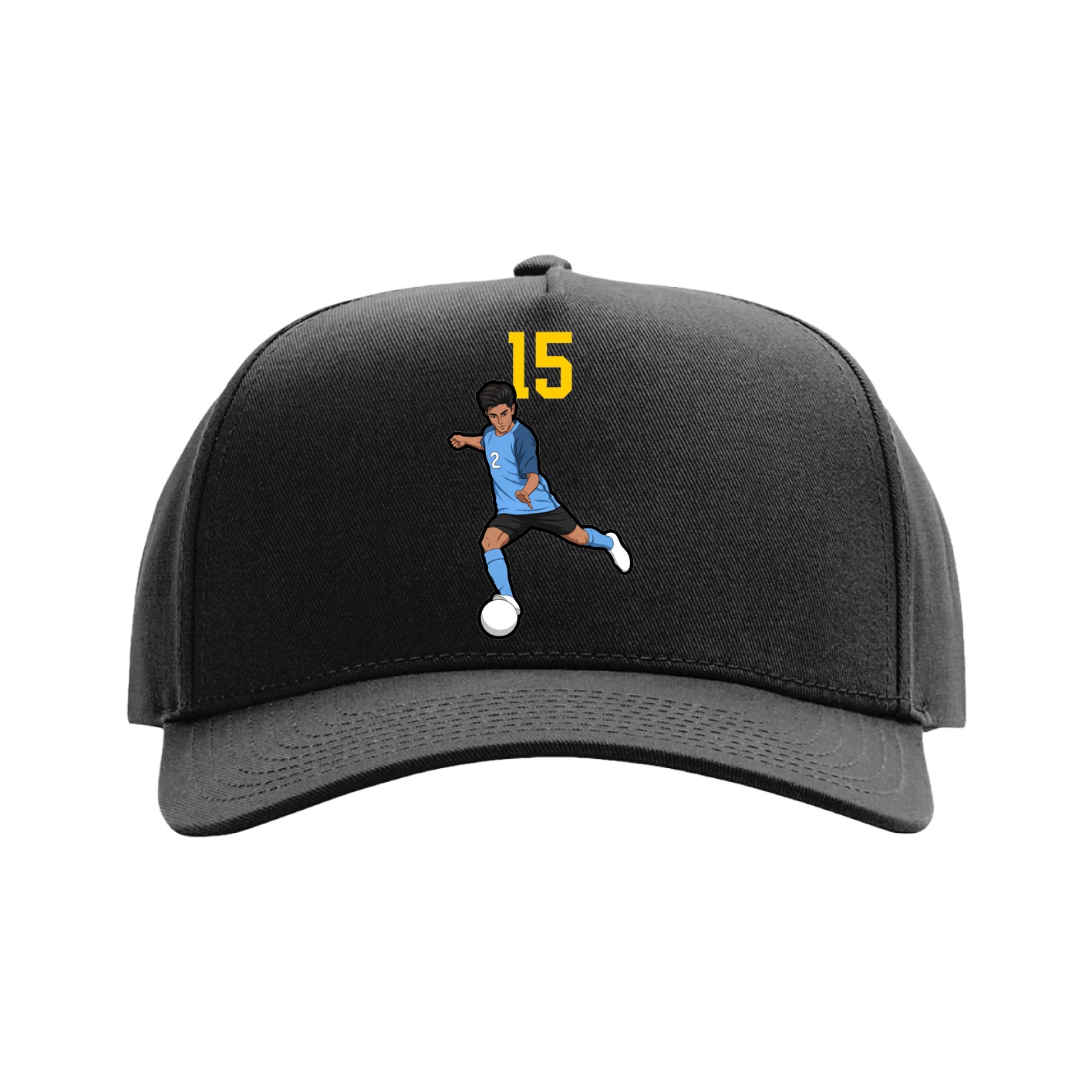Full Fabric Five-Panel Champ Cap — Number Top in Black