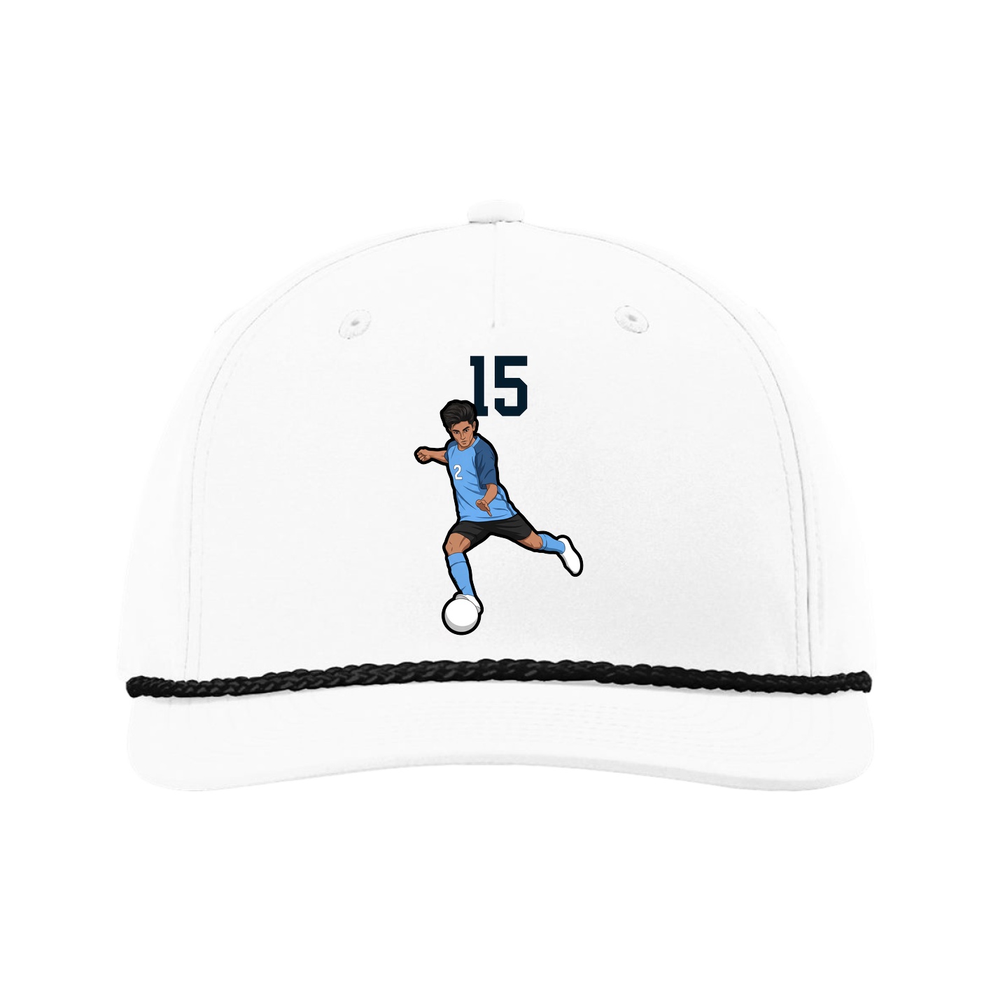 Five-Panel Classic Rope Cap — Number Top in White