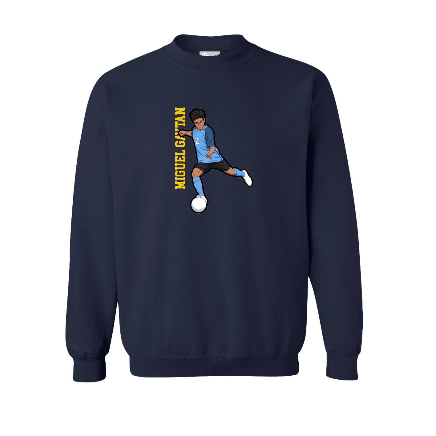 Fleece Crew — Name Vertical in Navy