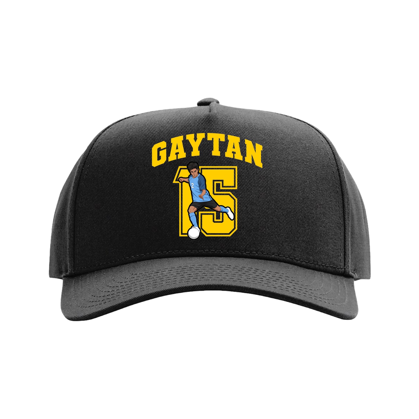 Full Fabric Five-Panel Champ Cap — Number in Black