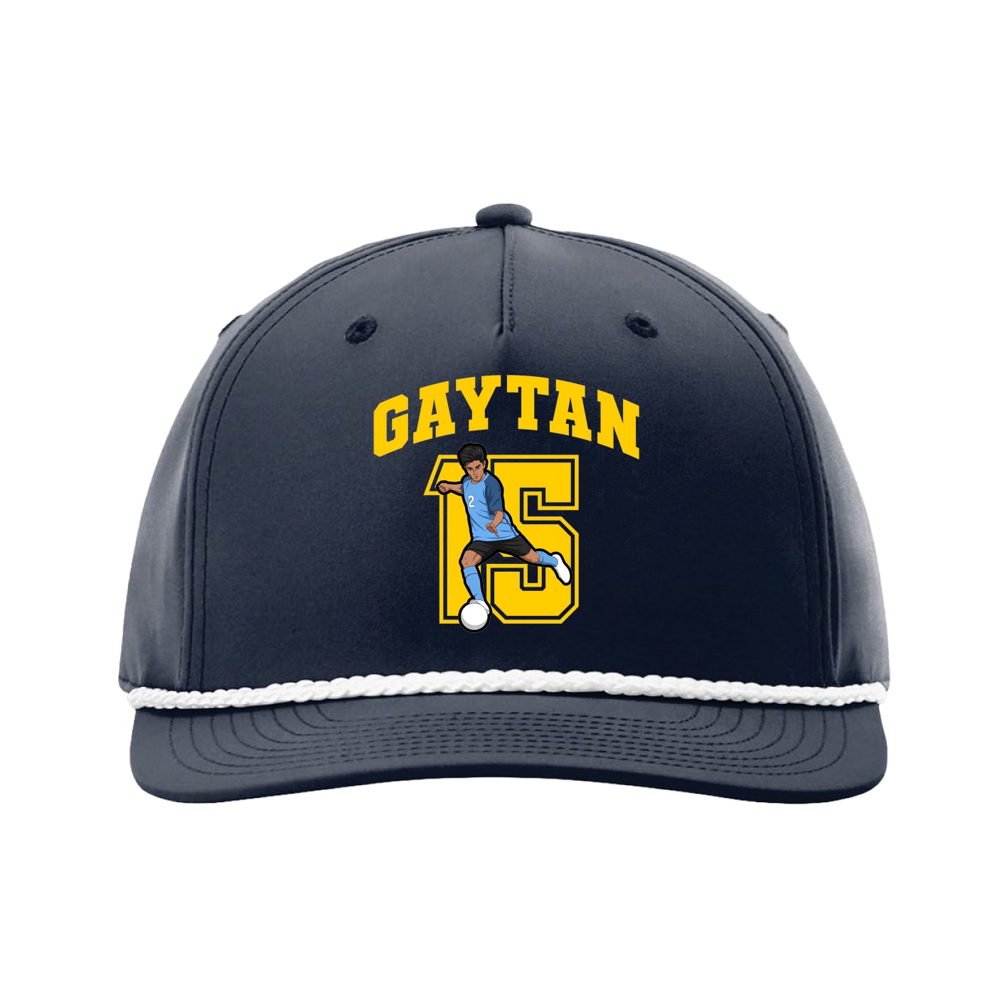 Five-Panel Classic Rope Cap — Number in Navy