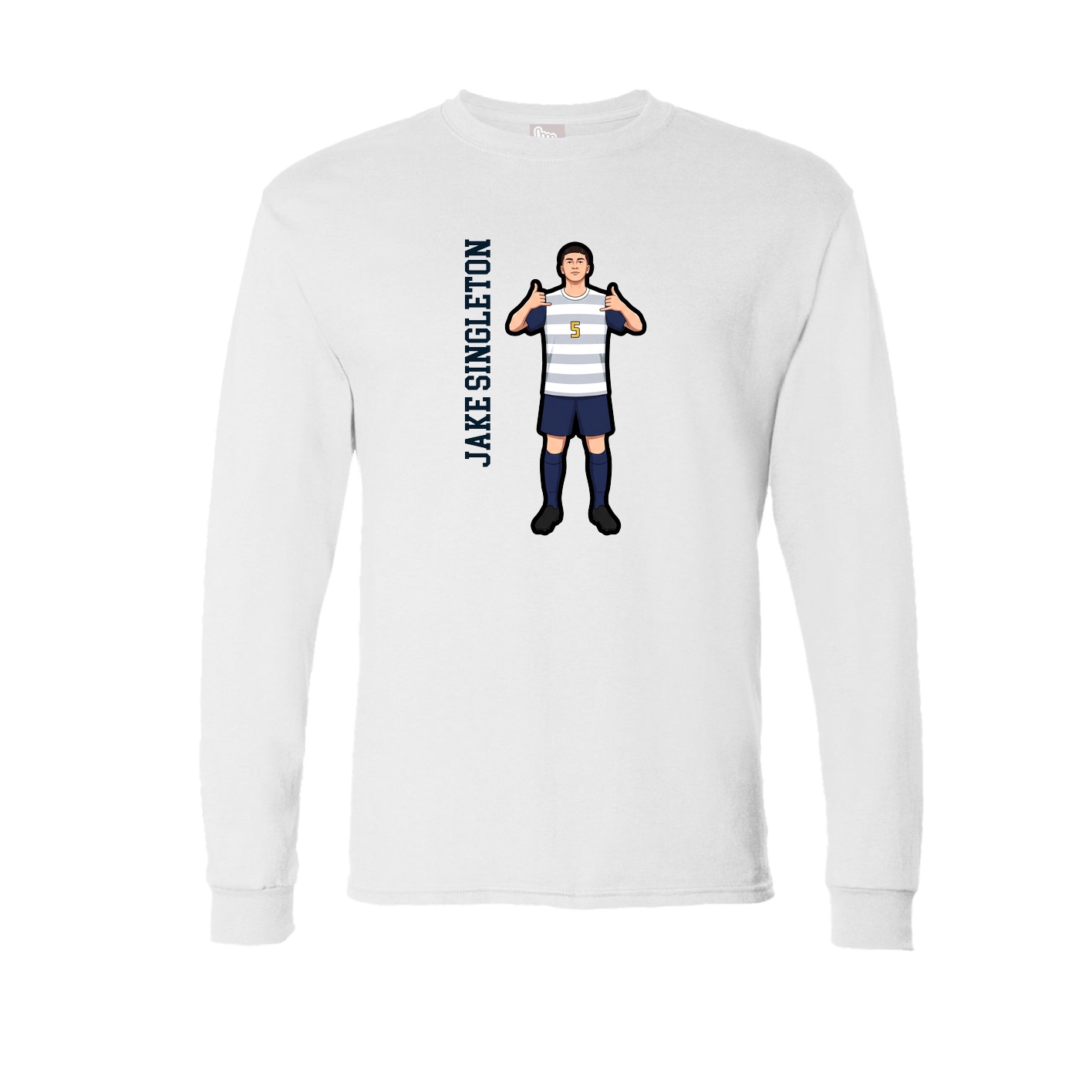 Long Sleeve Tee — Name Vertical in White