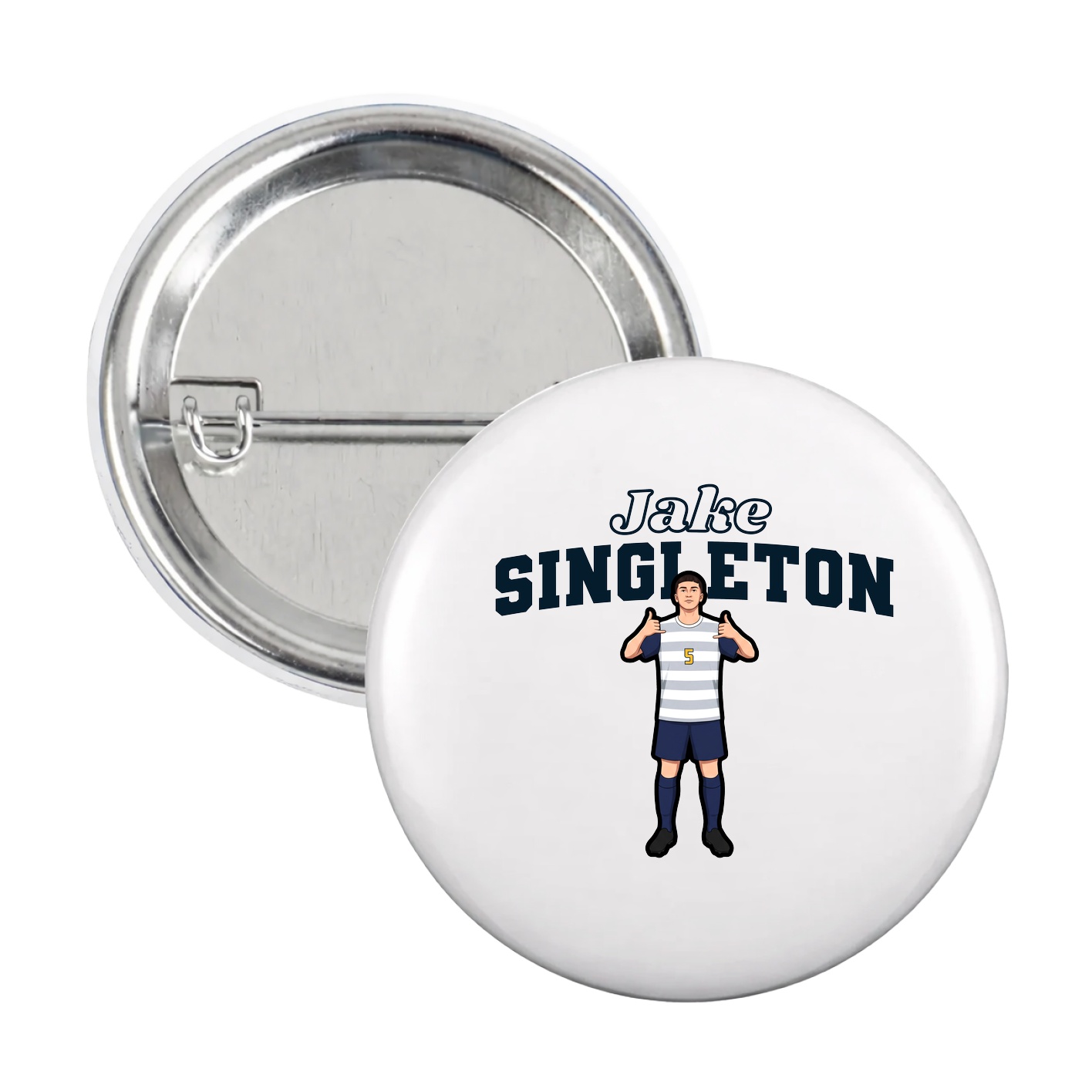 Game Day Button — Name Arch in White