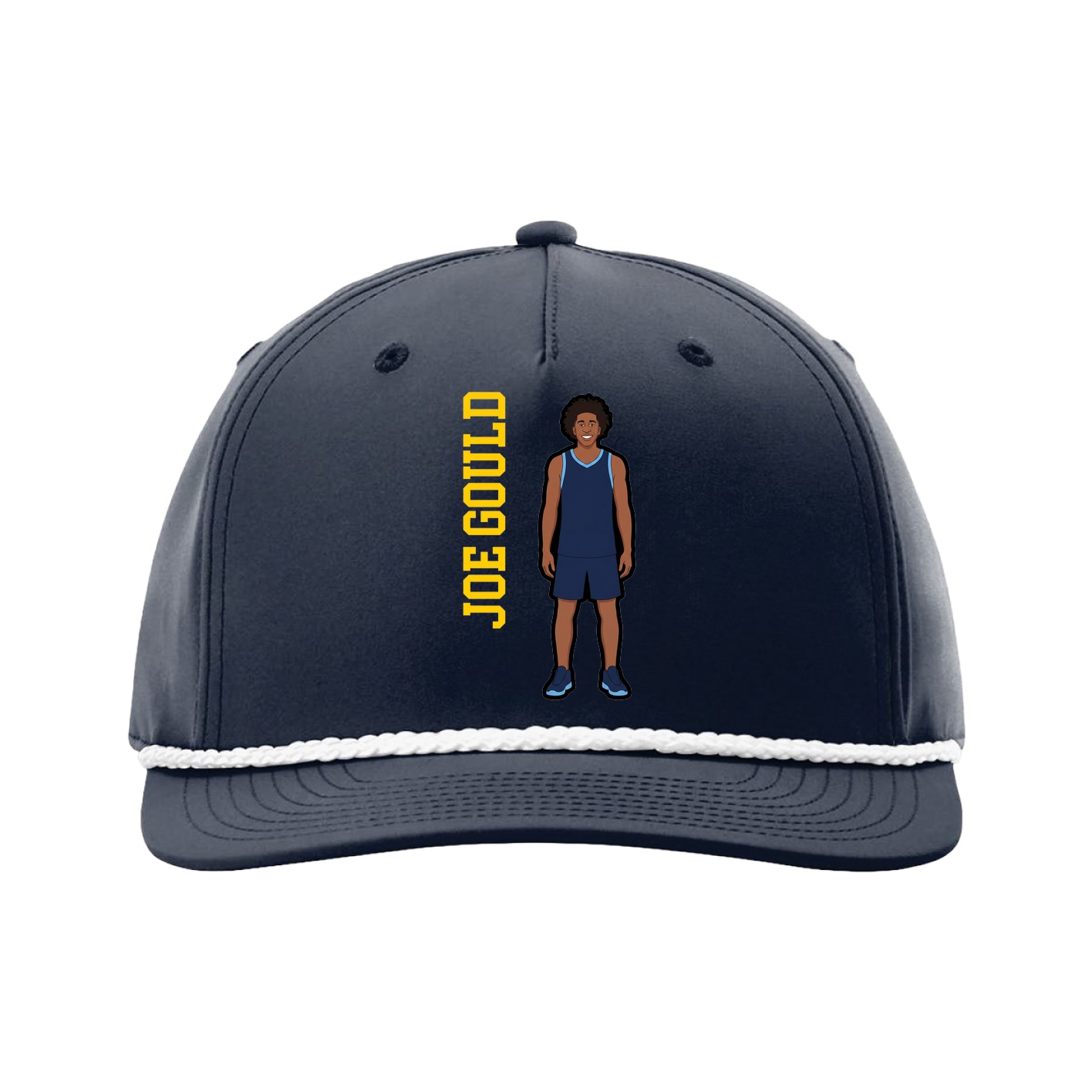 Five-Panel Classic Rope Cap — Name Vertical in Navy