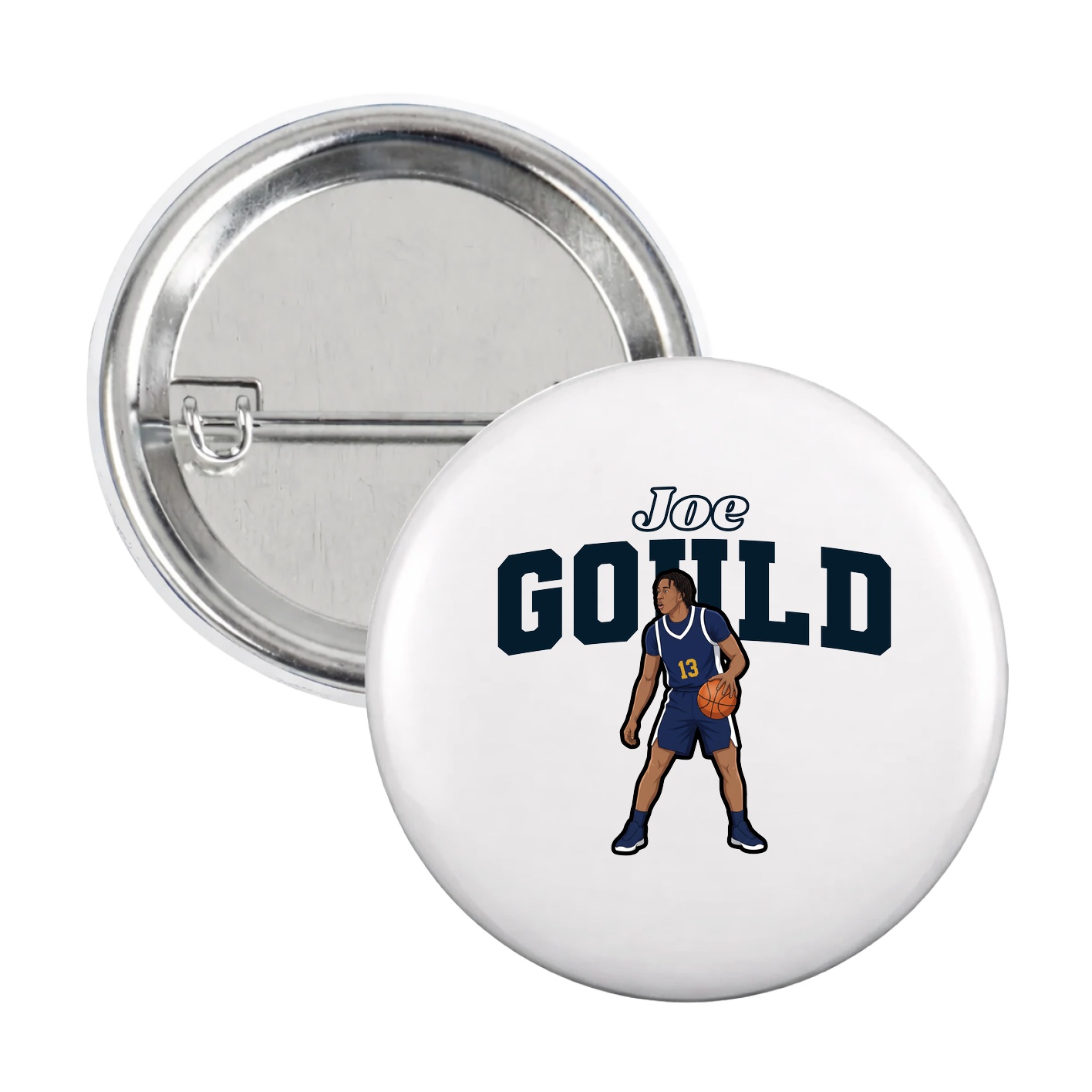 Game Day Button — Name Arch in White