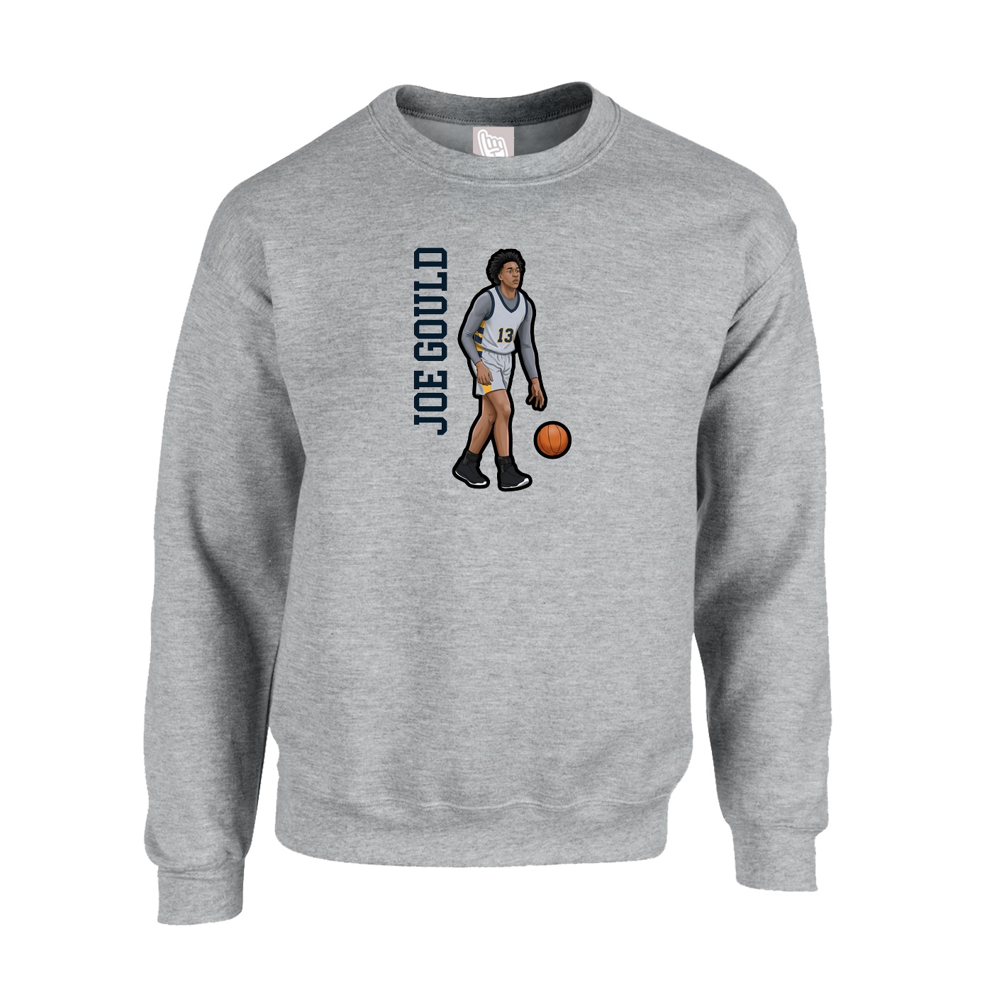 Fleece Crew — Name Vertical in Grey