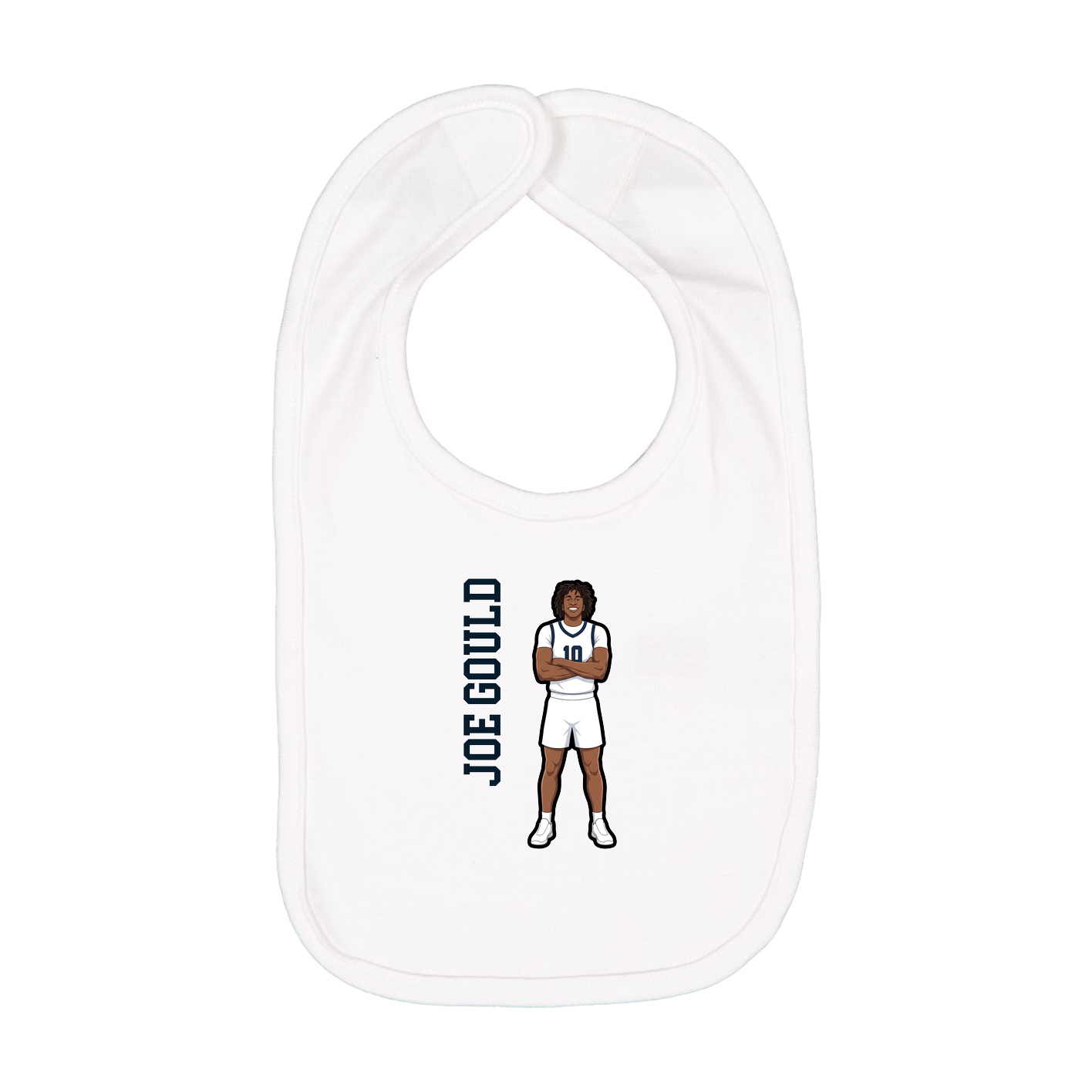 Infant Bib — Name Vertical in White