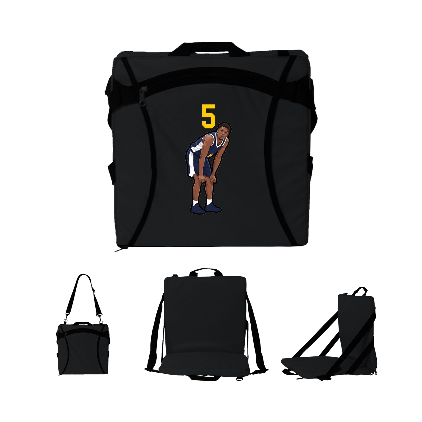 Folding Stadium Seat — Number Top in Black