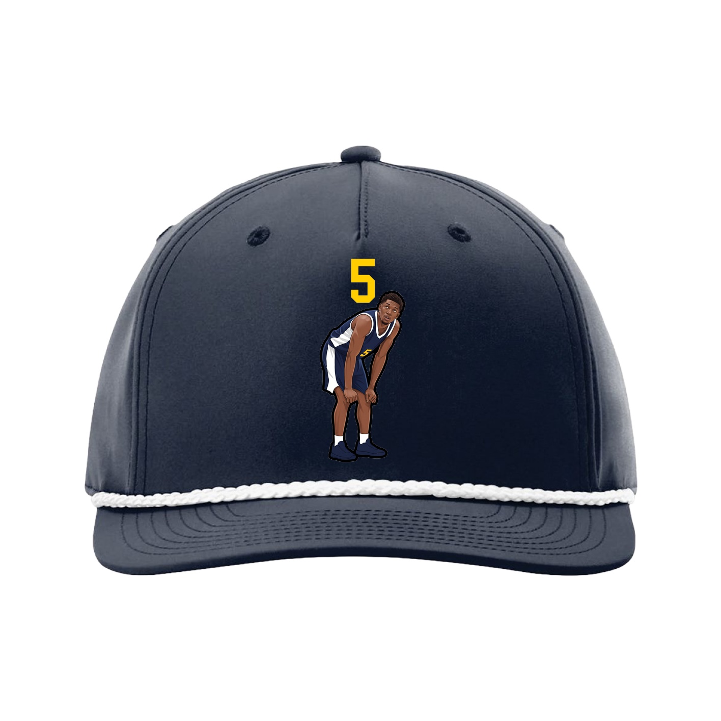 Five-Panel Classic Rope Cap — Number Top in Navy