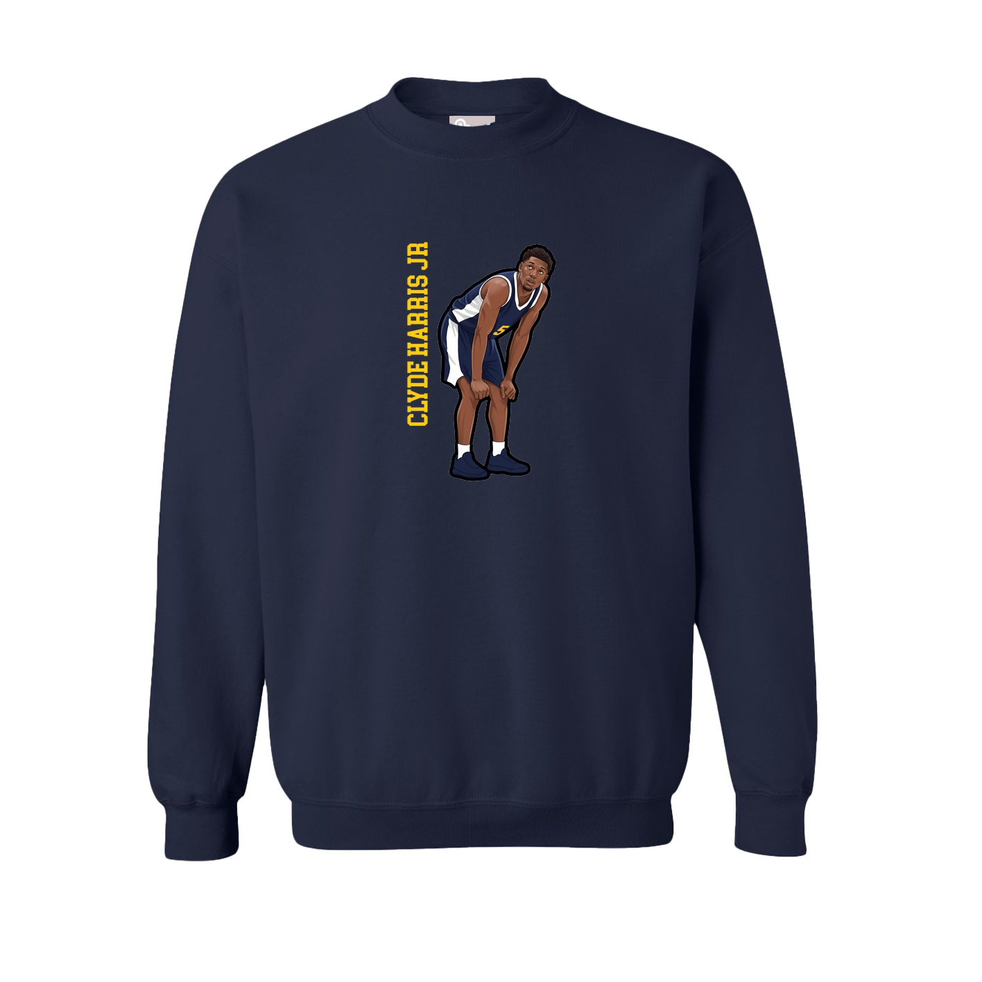 Fleece Crew — Name Vertical in Navy