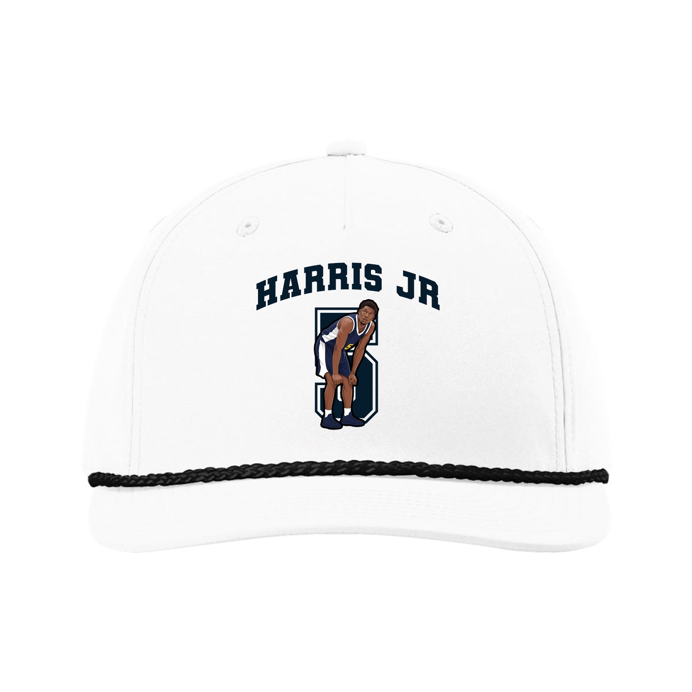 Five-Panel Classic Rope Cap — Number in White