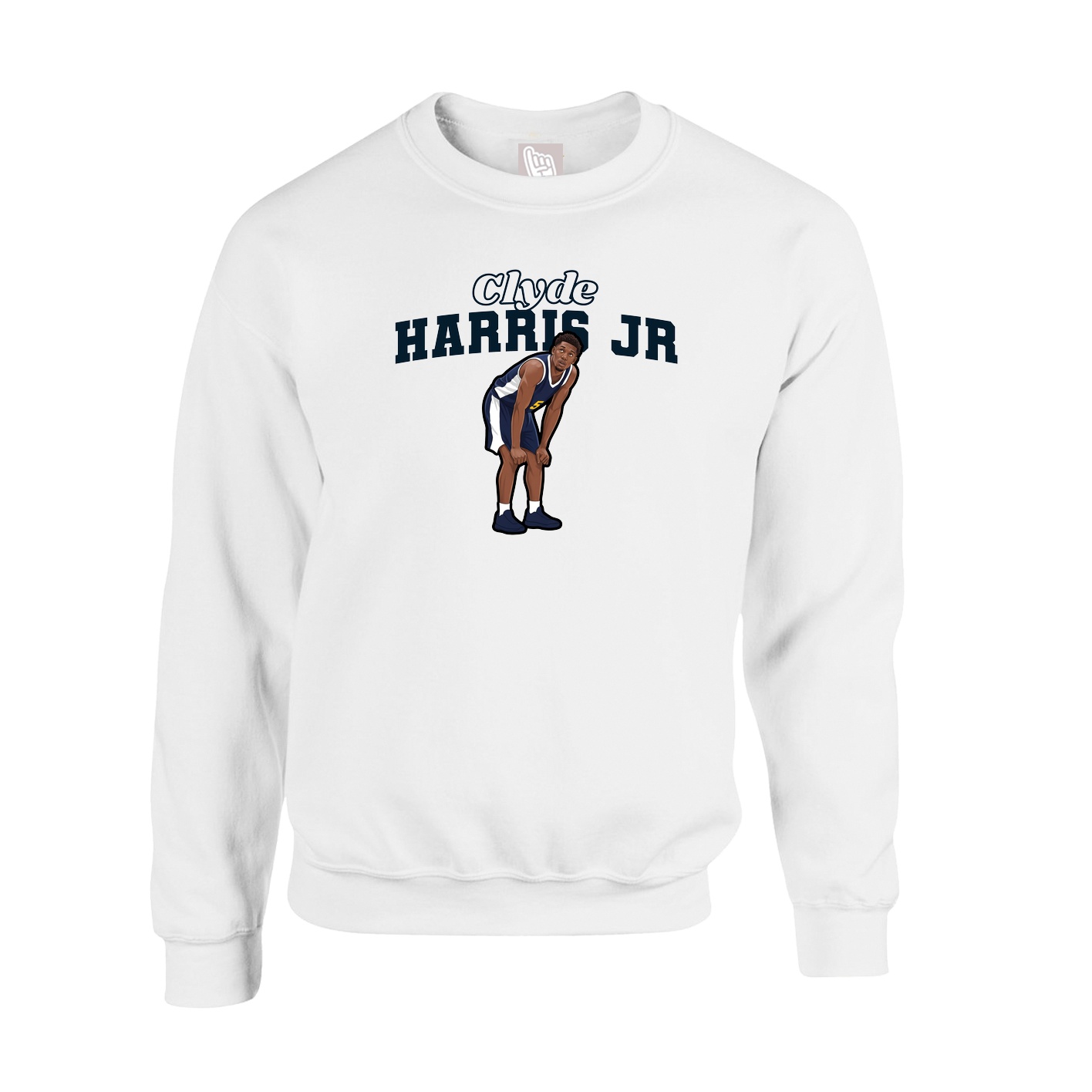Fleece Crew — Name Arch in White
