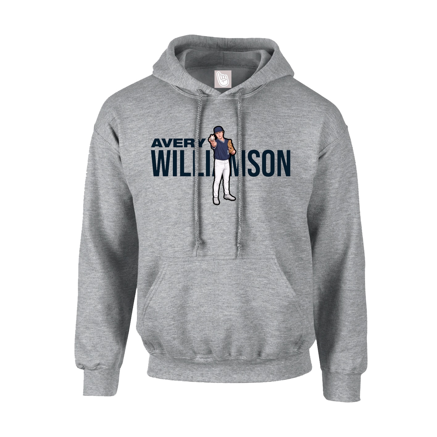 Youth Hoodie — Player Name in Grey