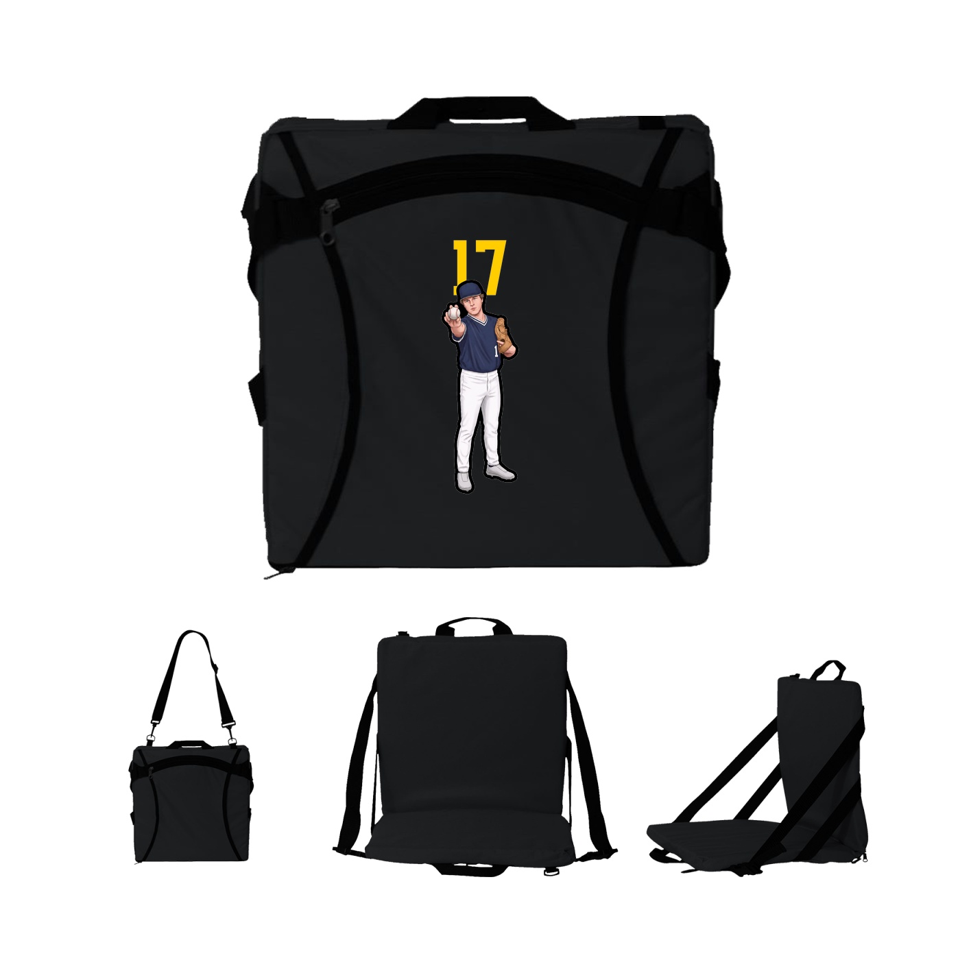 Folding Stadium Seat — Number Top in Black