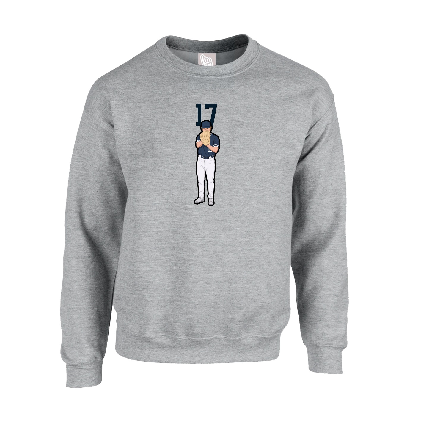 Fleece Crew — Number Top in Grey
