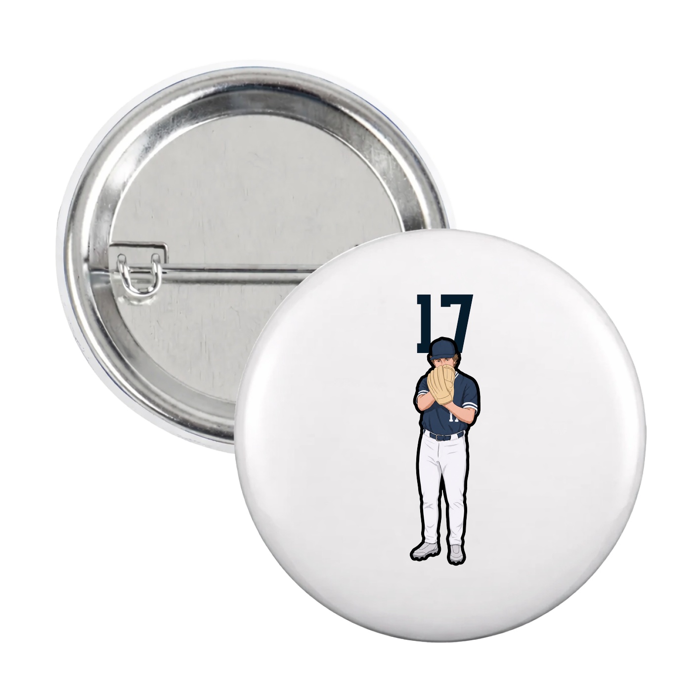 Game Day Button — Number Top in White
