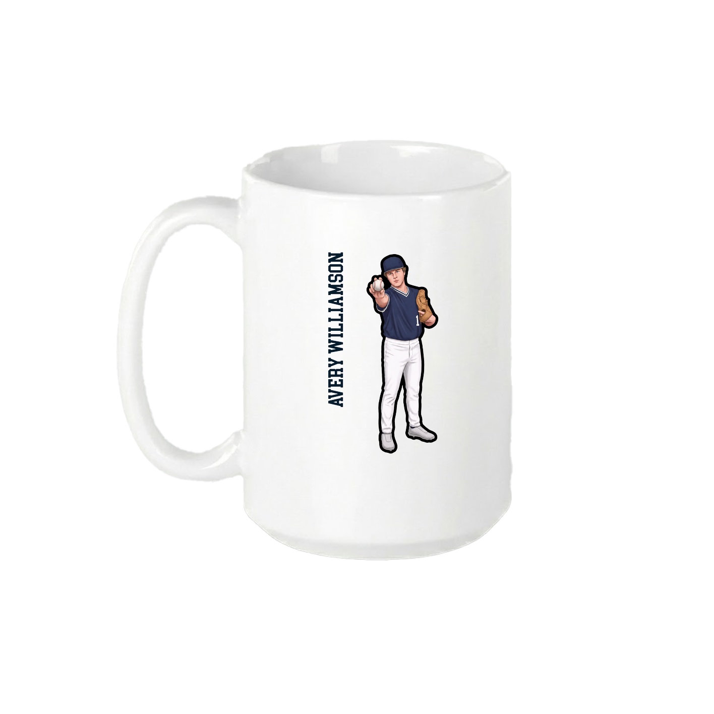 15oz Coffee Mug — Name Vertical in White