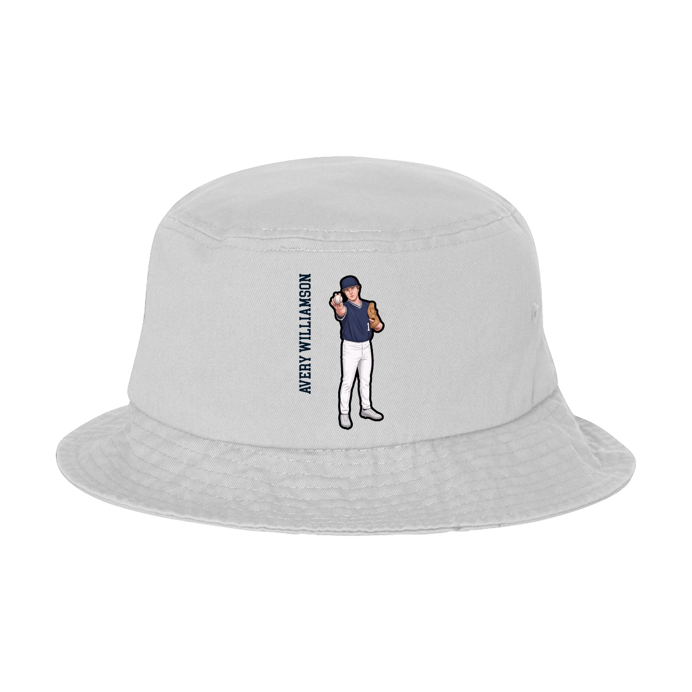 Bucket Cap — Name Vertical in White