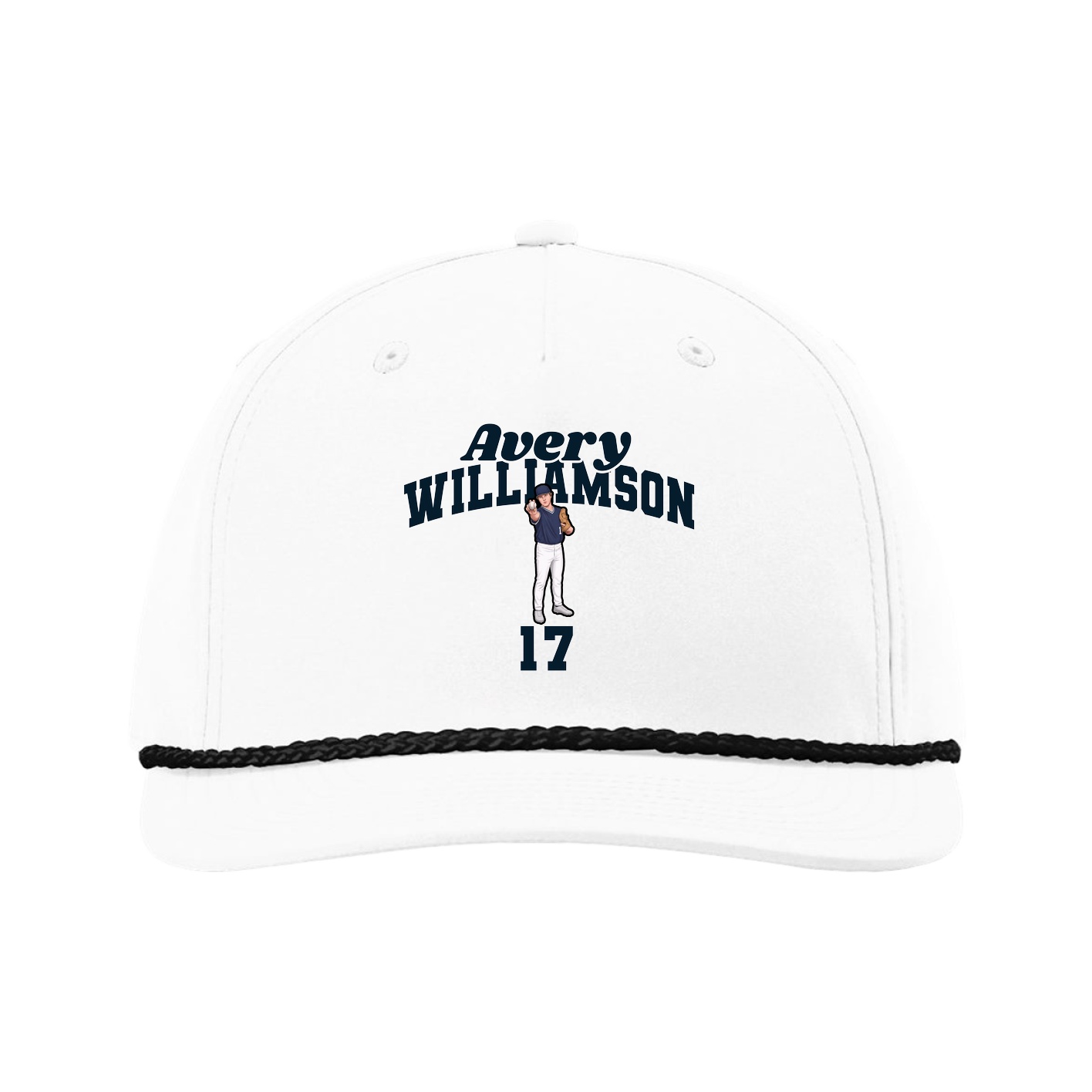 Five-Panel Classic Rope Cap — Signature Arch in White
