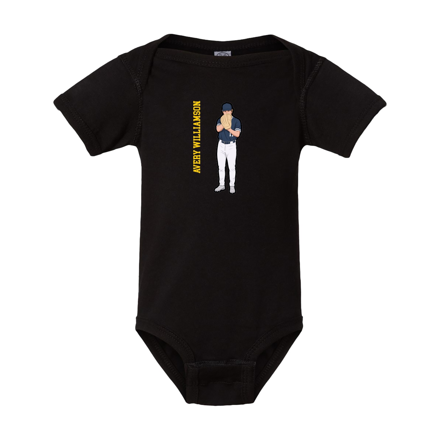 Baby Onesie — Name Vertical in Black