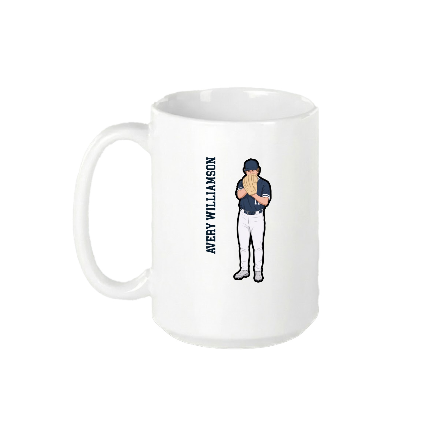 15oz Coffee Mug — Name Vertical in White