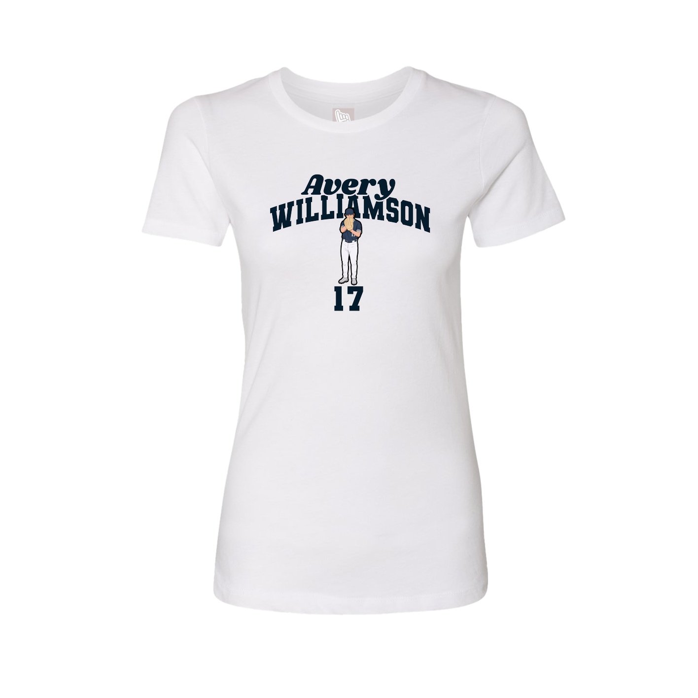 Fitted Women's Tee — Signature Arch in White