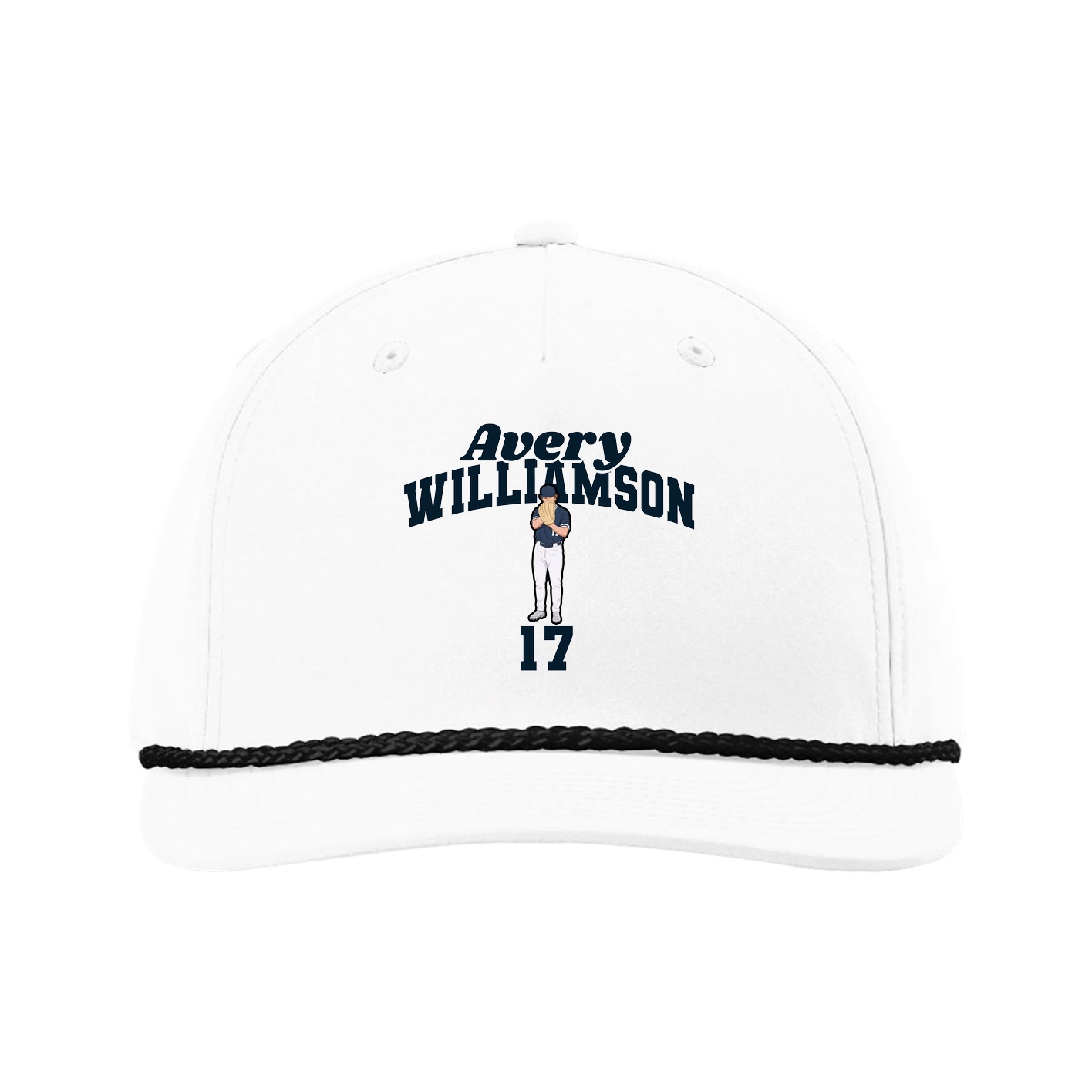 Five-Panel Classic Rope Cap — Signature Arch in White