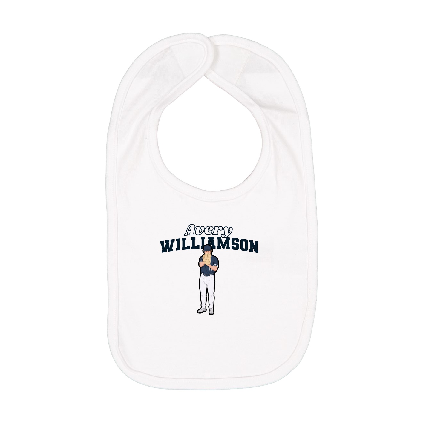 Infant Bib — Name Arch in White