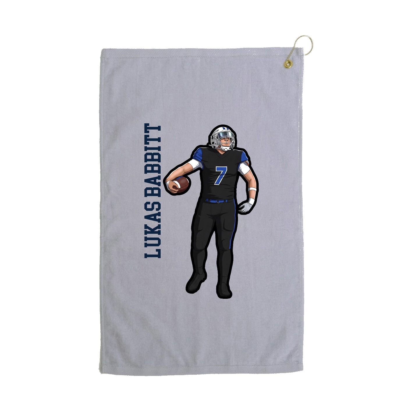Golf Towel — Name Vertical in Grey