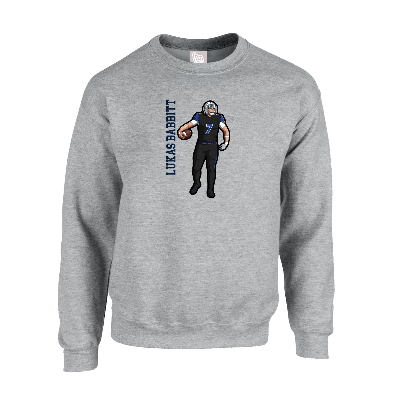 Fleece Crew — Name Vertical in Grey