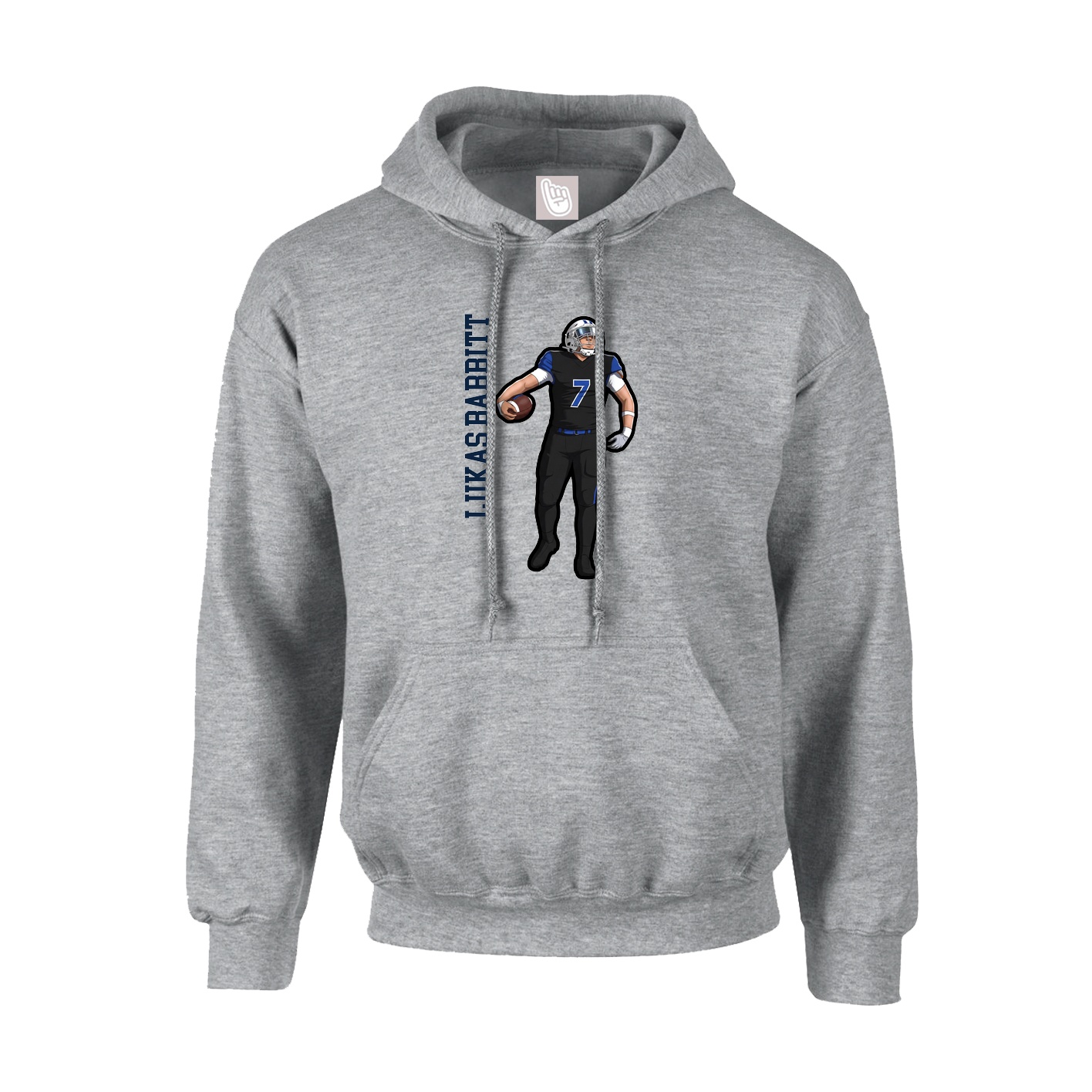 Youth Hoodie — Name Vertical in Grey